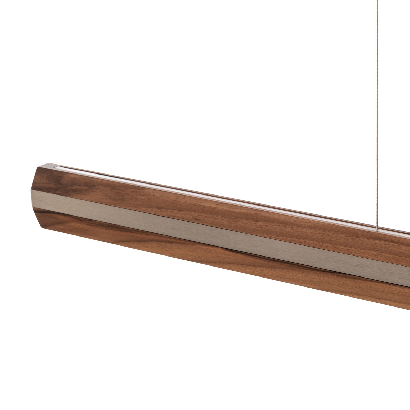 Quitani Elis LED hanging light walnut/nickel 118 cm