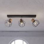 Envostar Fence plafondlamp, metaal/hout, 3-lamps.
