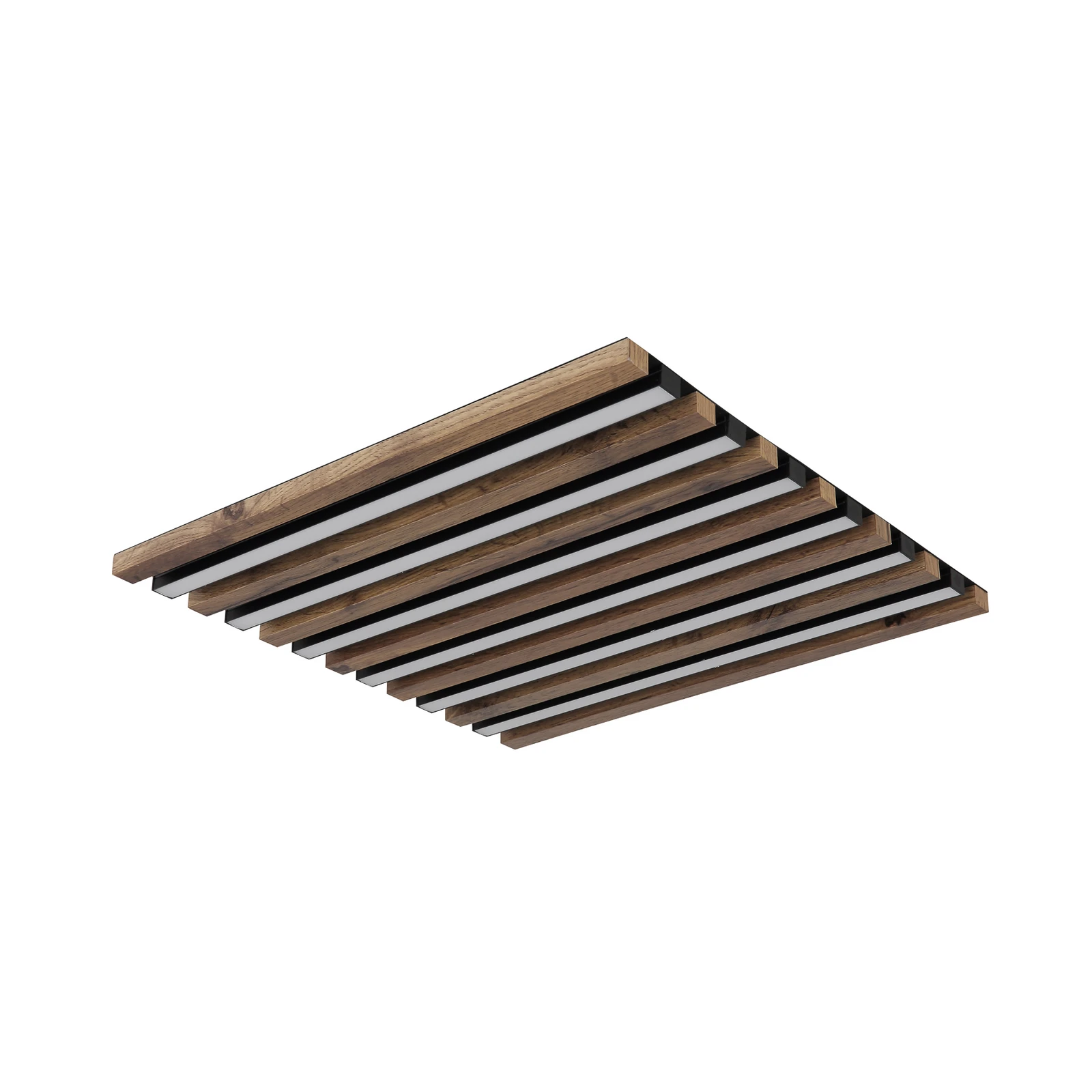 Candeeiro de teto LED Hayden, comprimento 45 cm, preto/madeira escura