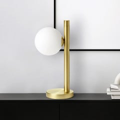 Lampada da tavolo Pomi, a 1 luce, color oro, vetro, altezza 28 cm