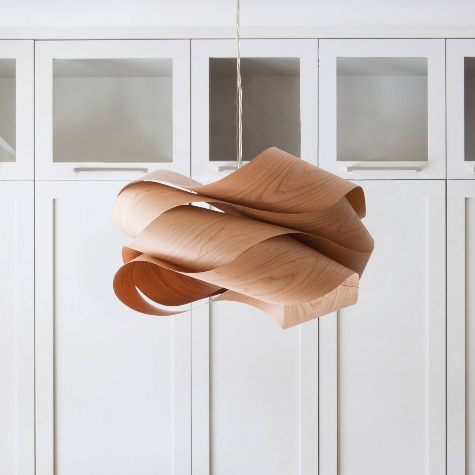 LZF Hängelampe Link, kirschholz-/nickelfarben, Ø 46 cm, Holz günstig online kaufen