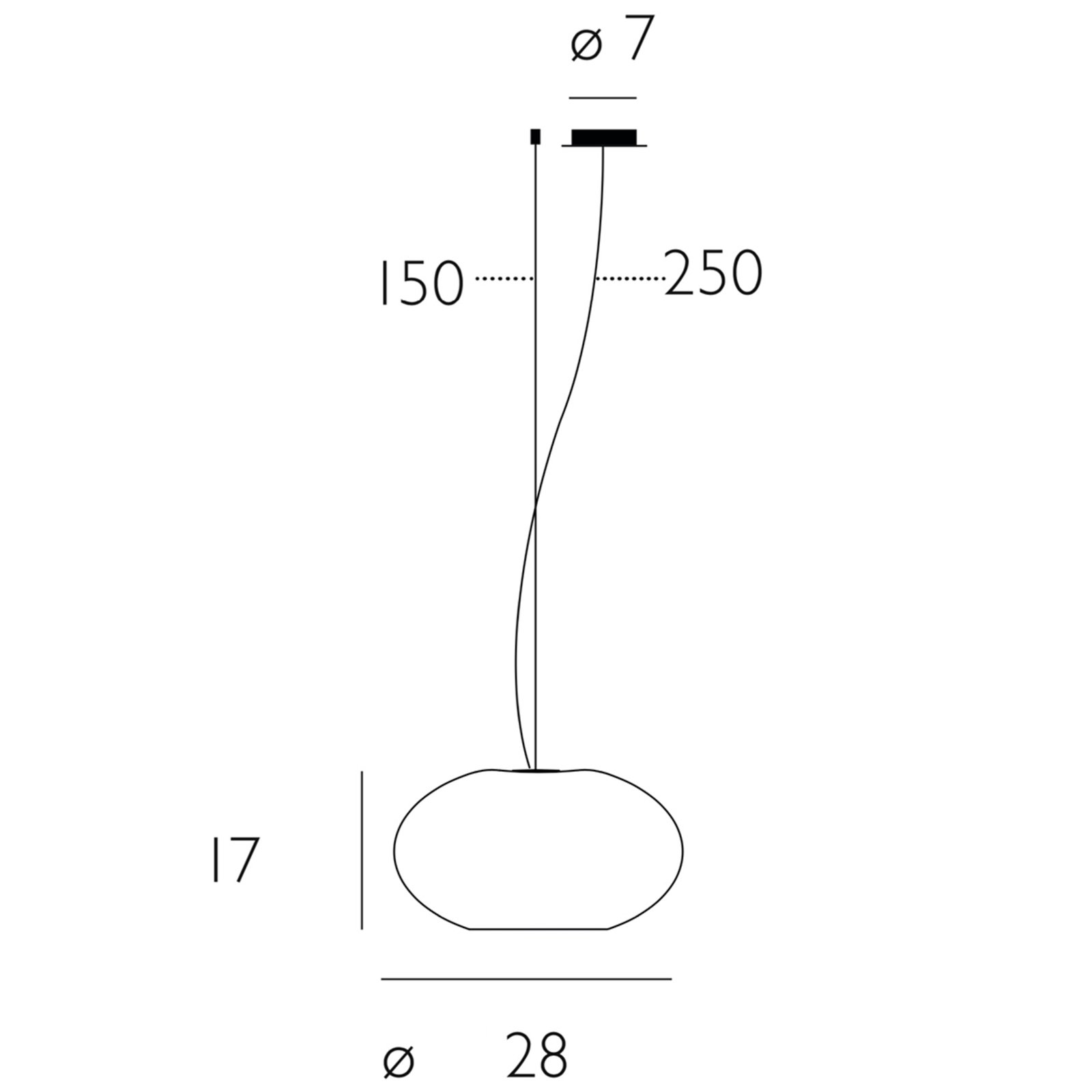 AIH, strakke hanglamp, 28 cm, wit glanzend