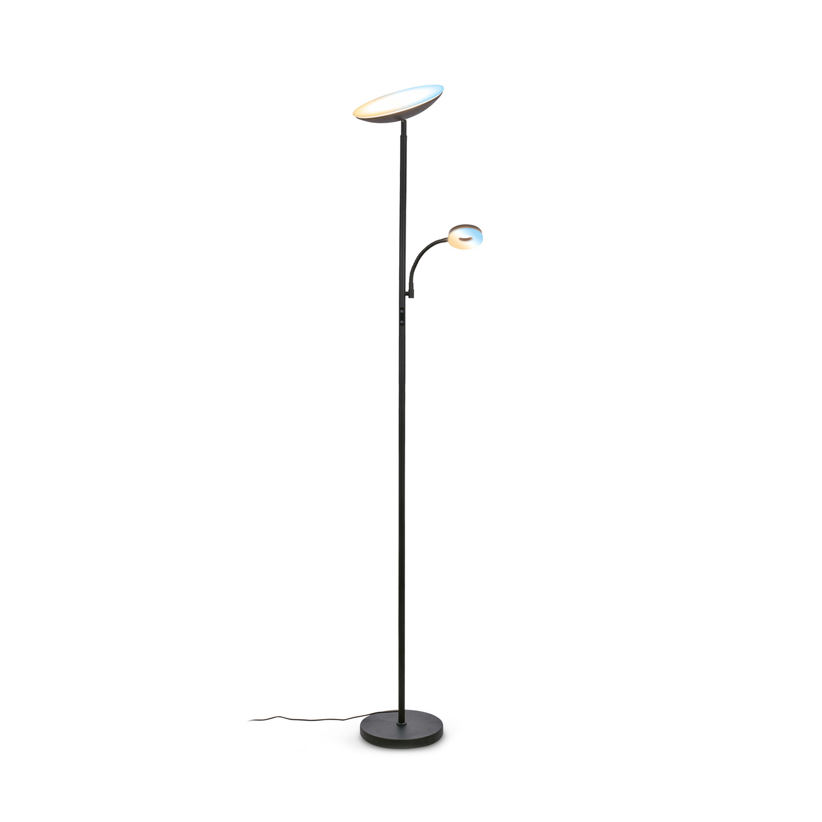 LED-Stehleuchte Sira, schwarz, CCT, Touchdimmer, Leselicht LED-Stehleuchte Sira, schwarz, CCT, Touchdimmer, Leselicht