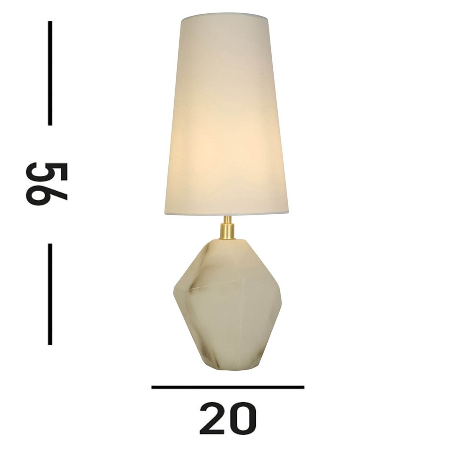 Lampe à poser Apex, blanc/blanc, hauteur 55,5 cm, textile/résine synthétique