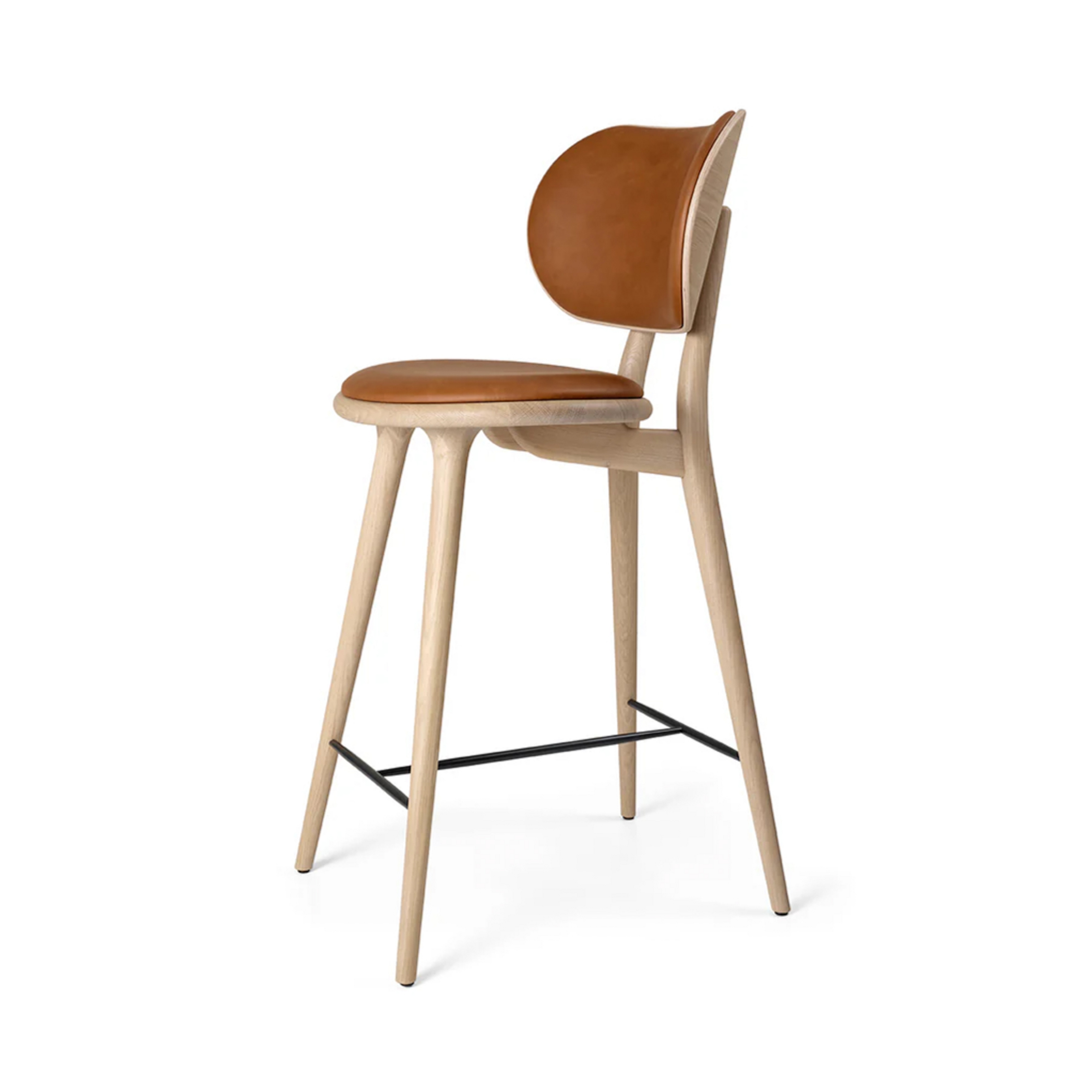 Barhocker, braun, Eiche matt/Leder, Höhe 104 cm - Mater