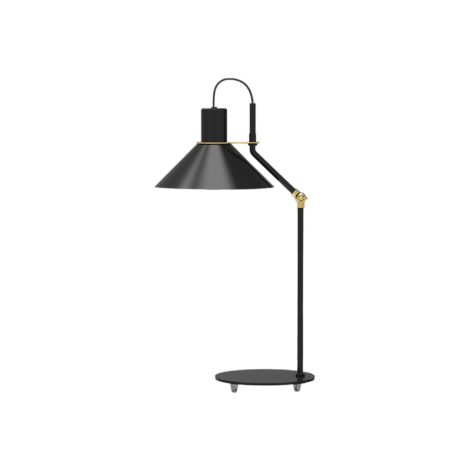 Aluminor Zinga tafellamp, zwart, messingdetail