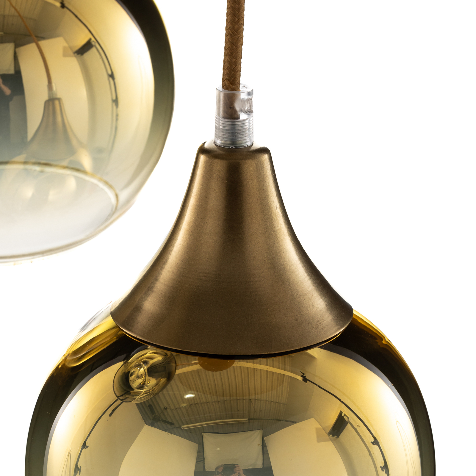 Hanglamp Monte, 3-lamps, rondel, goud