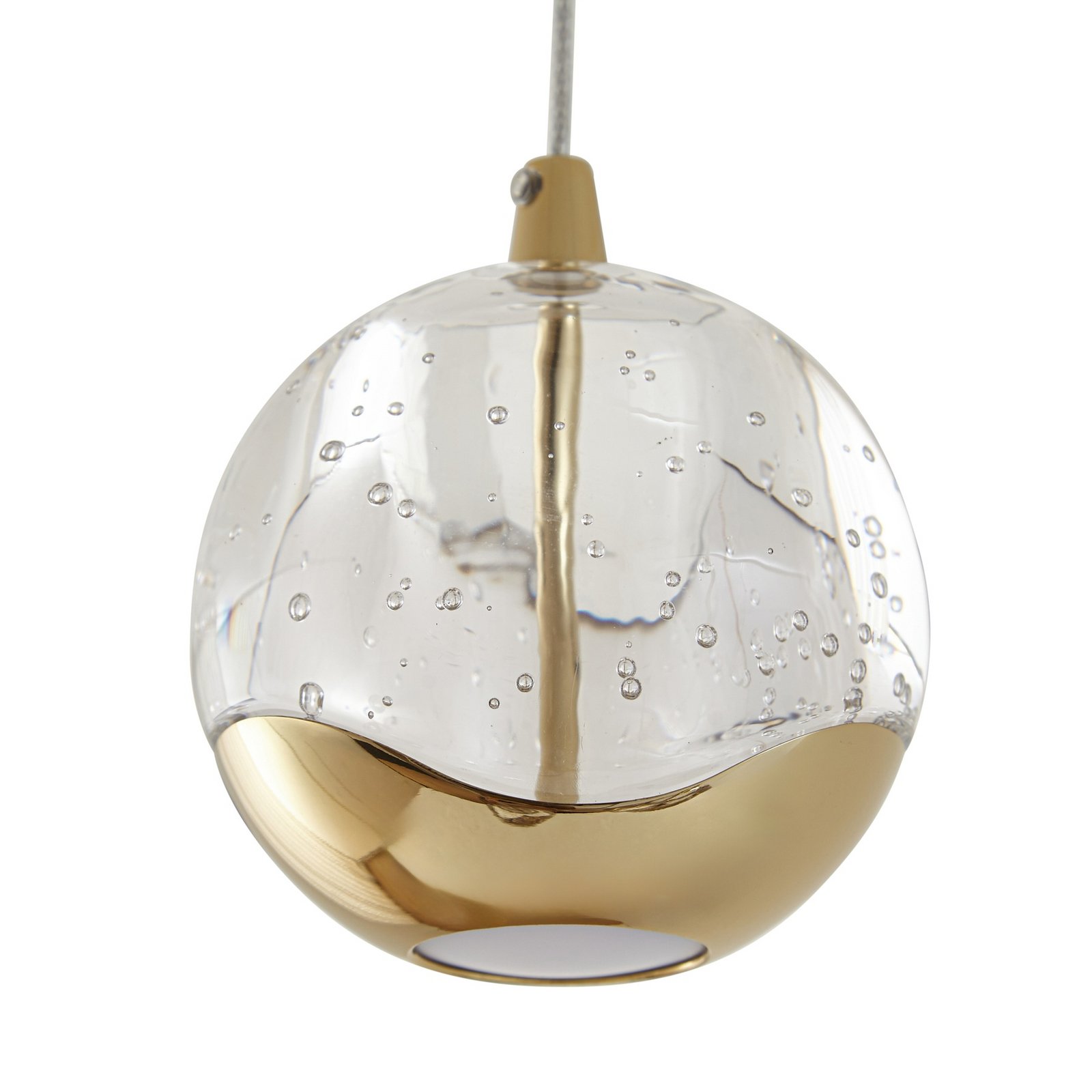 Lucande lámpara colgante LED Hayley, Ø 25 cm, 3 luces, dorado, cristal