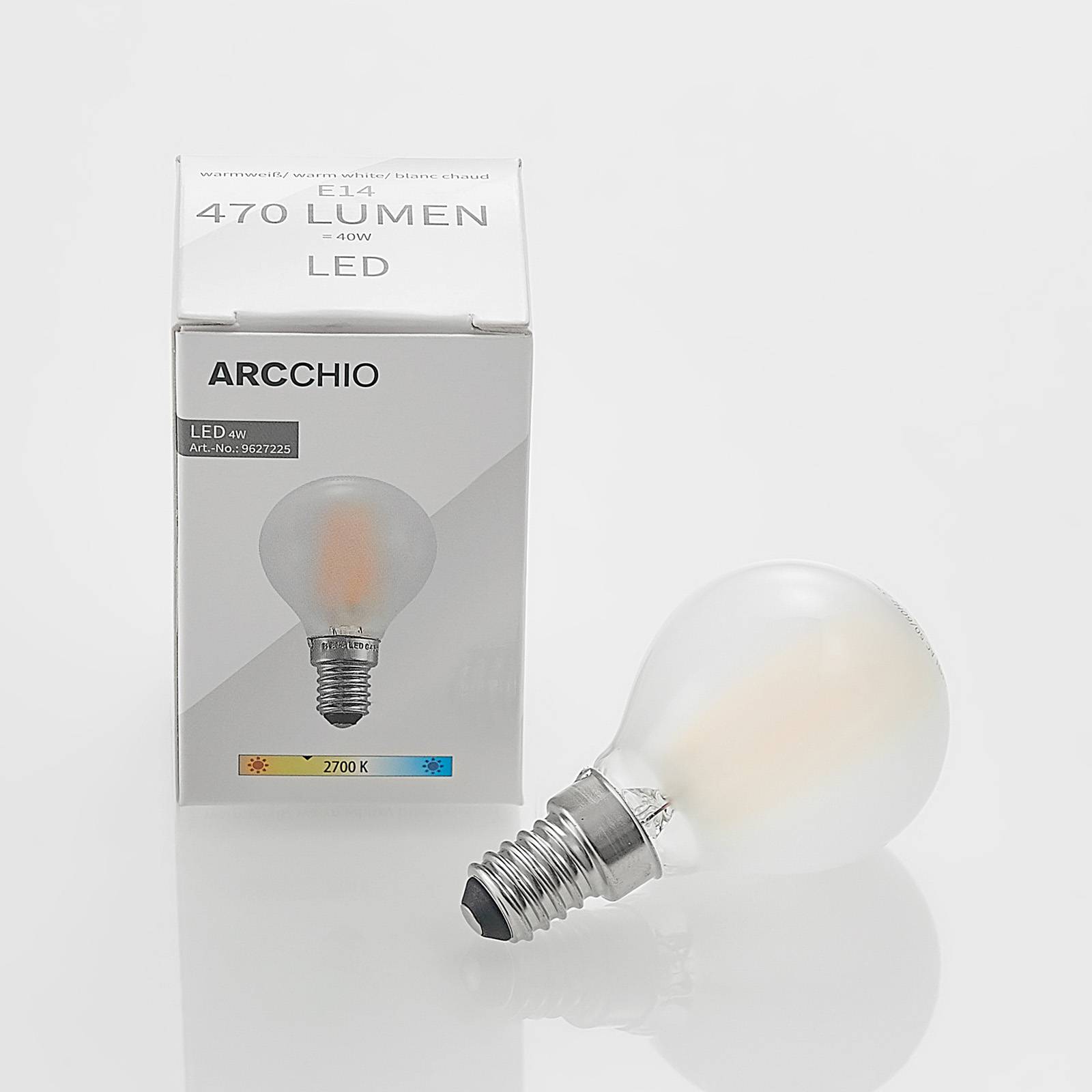 Żarówka kropla LED Arrchio, E14, 4W, matowa 2700K