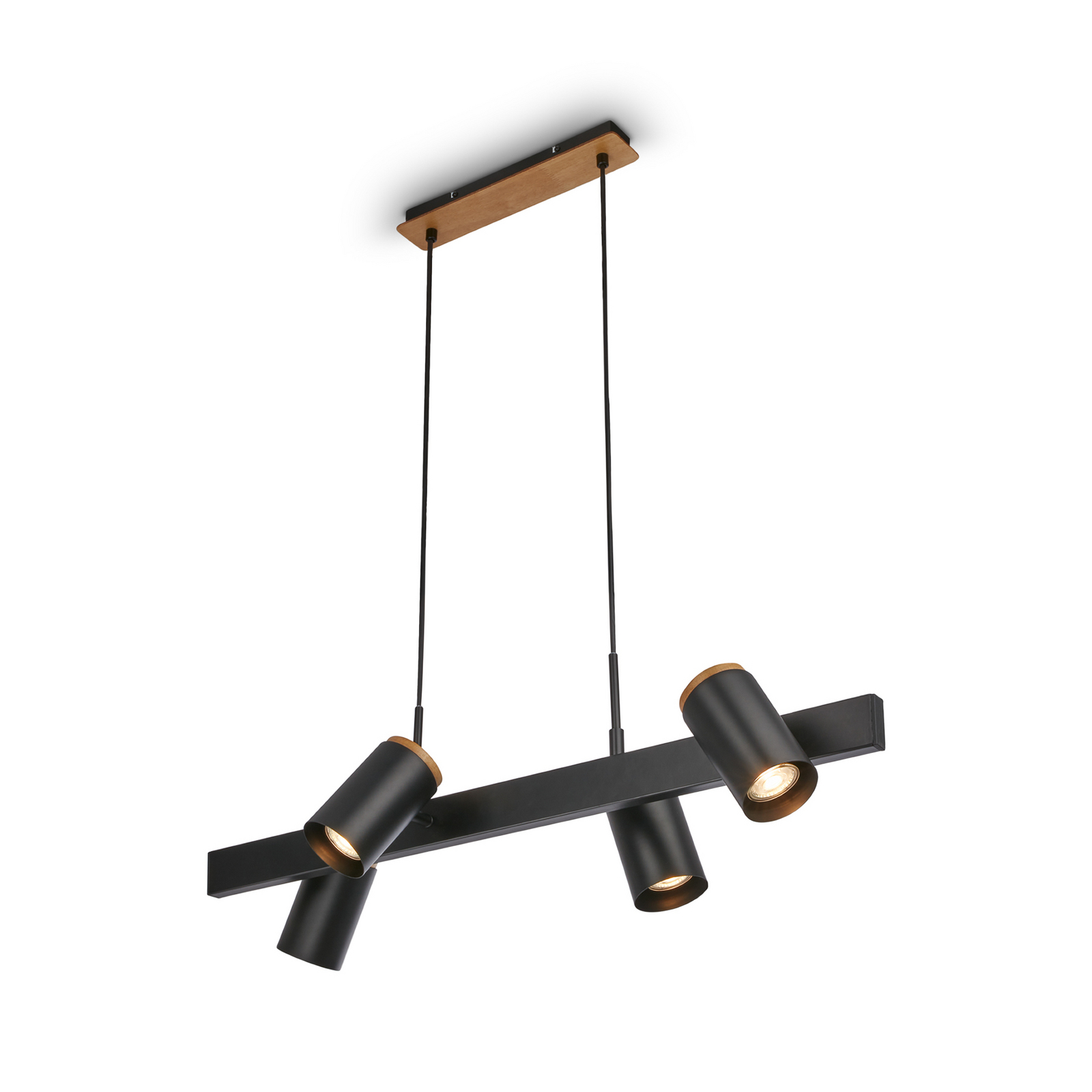 Závěsné světlo Duta, délka 120 cm, černá matná, kov 4-flg.