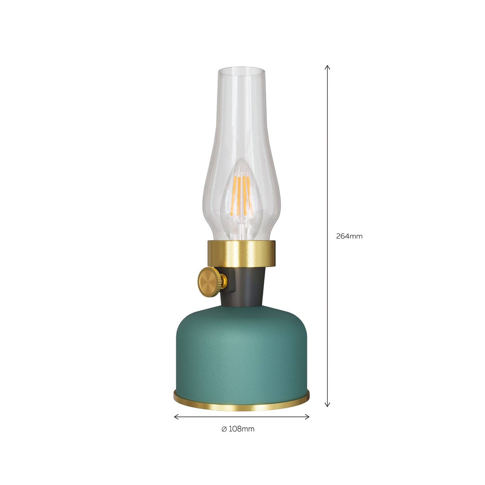 Calex Lampa stołowa LED Lavinio, zielona, latarnia, ściemniana