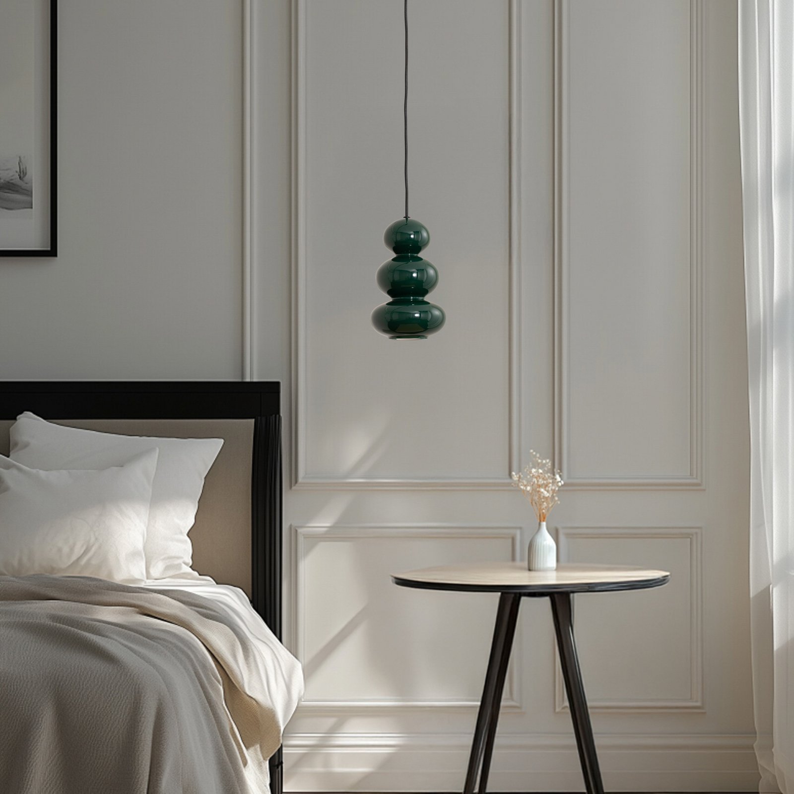 Żyrandol Oman, czarny błyszczący, szkło, Ø 14 cm