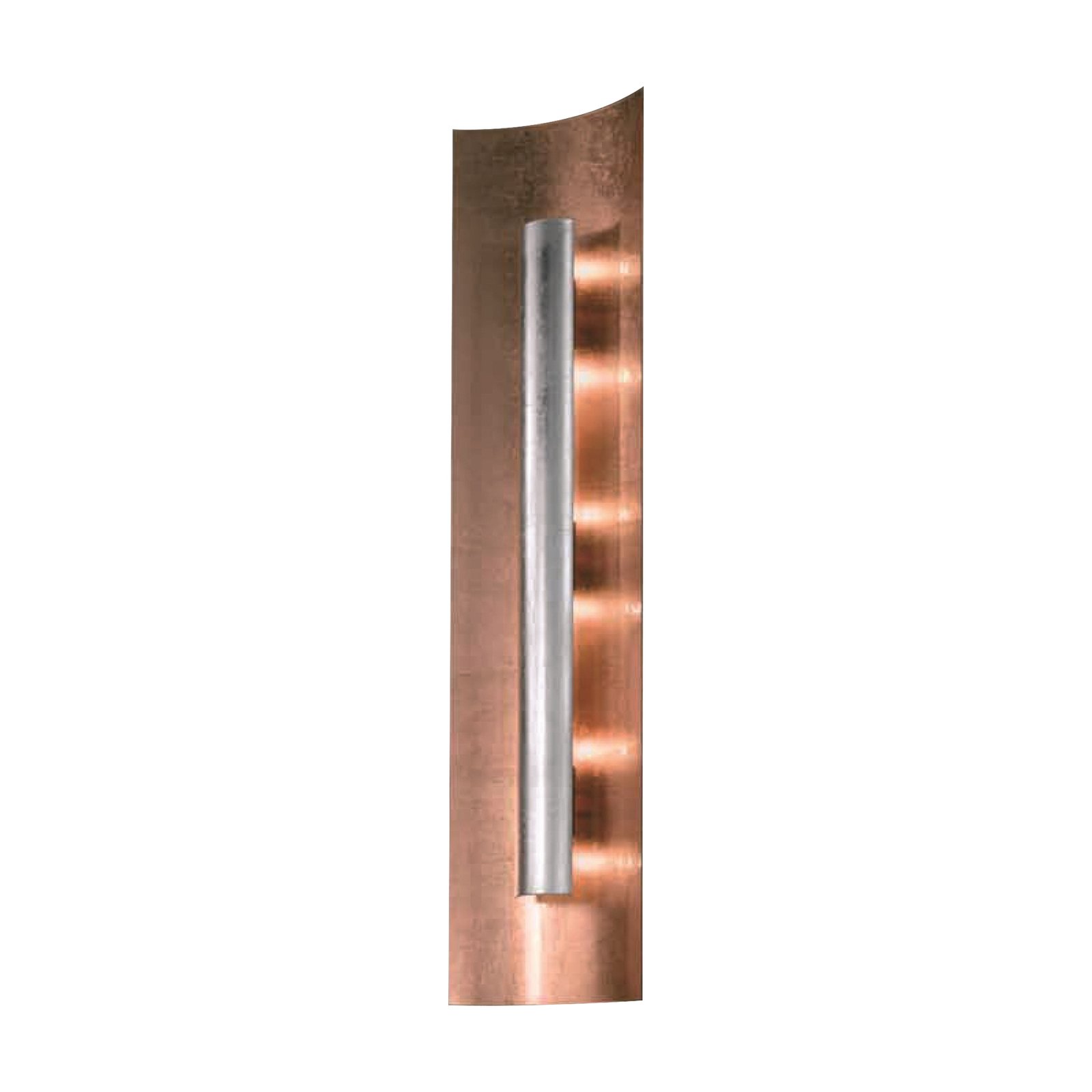 Wandlampe Aura Kupfer Blende silber, Höhe 45 cm