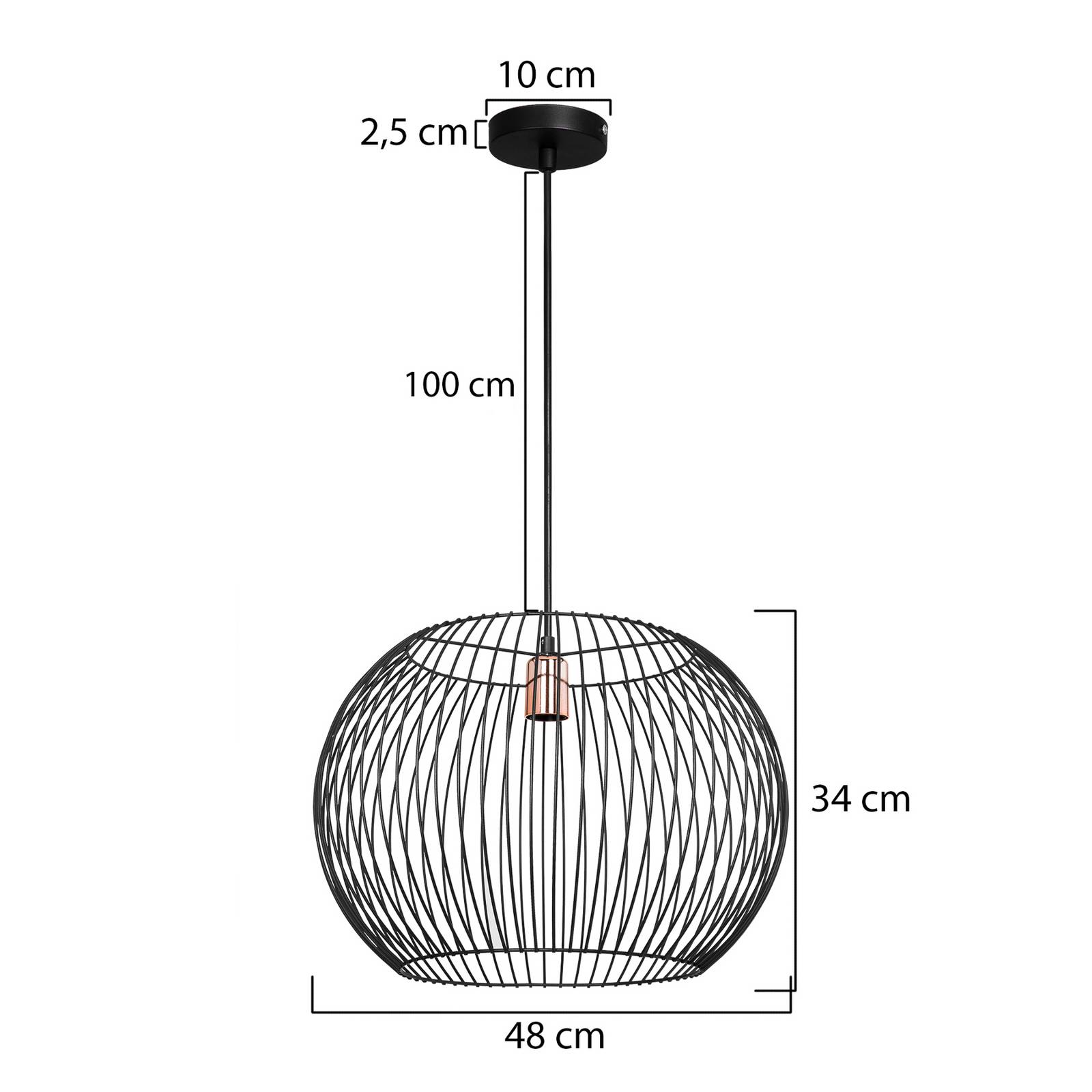 Hängeleuchte Cordano, schwarz, Ø 48 cm, Metall günstig online kaufen