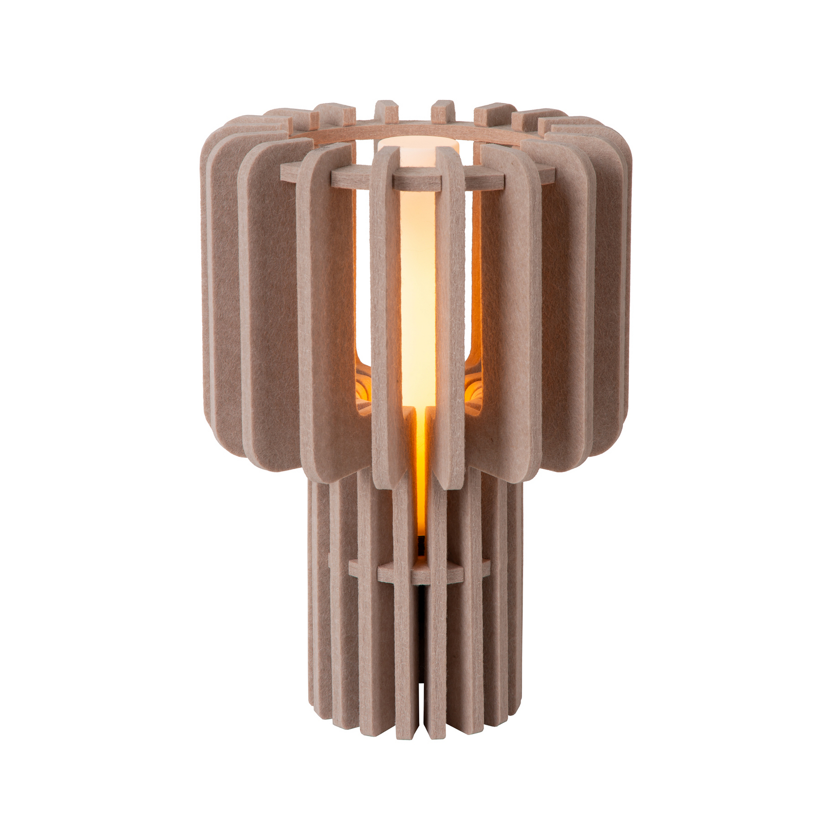 Galda lampa Rollo, pelēkbrūna, augstums 35 cm, filcs/stikls/metāls