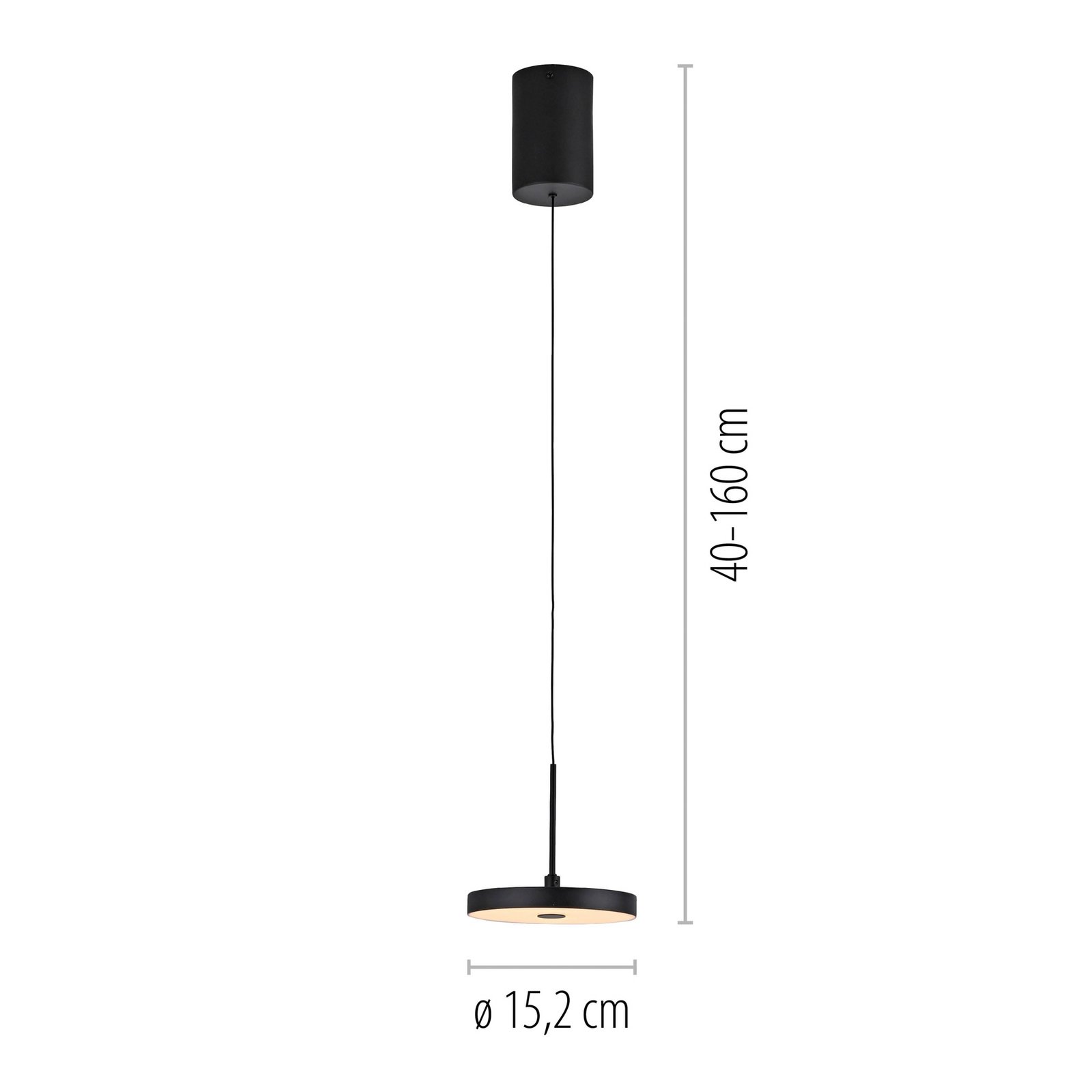JUST LIGHT. LED-Hängeleuchte Plata, schwarz, 1-fl., 3.000 K