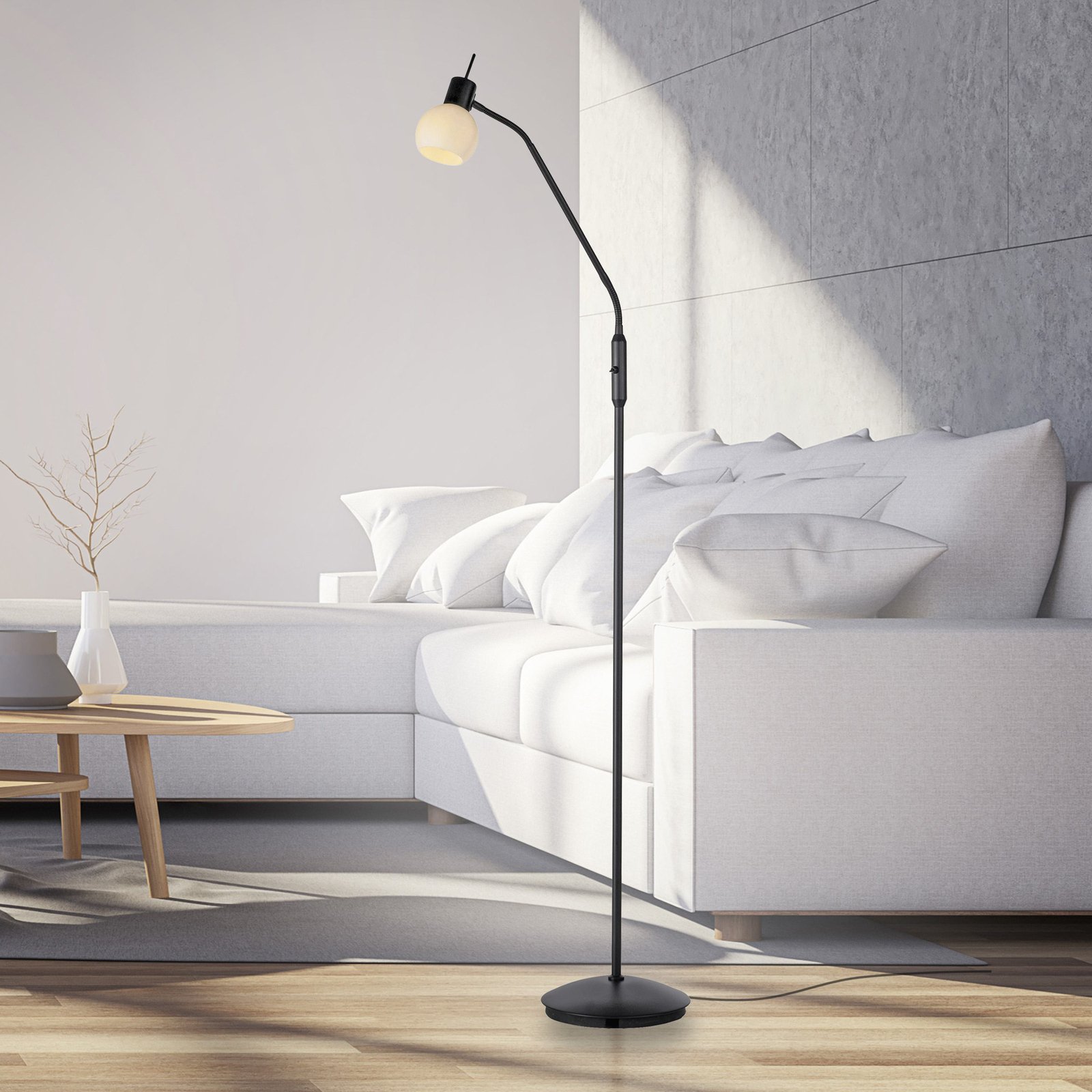 JUST LIGHT. Loki floor lamp, black, iron, glass