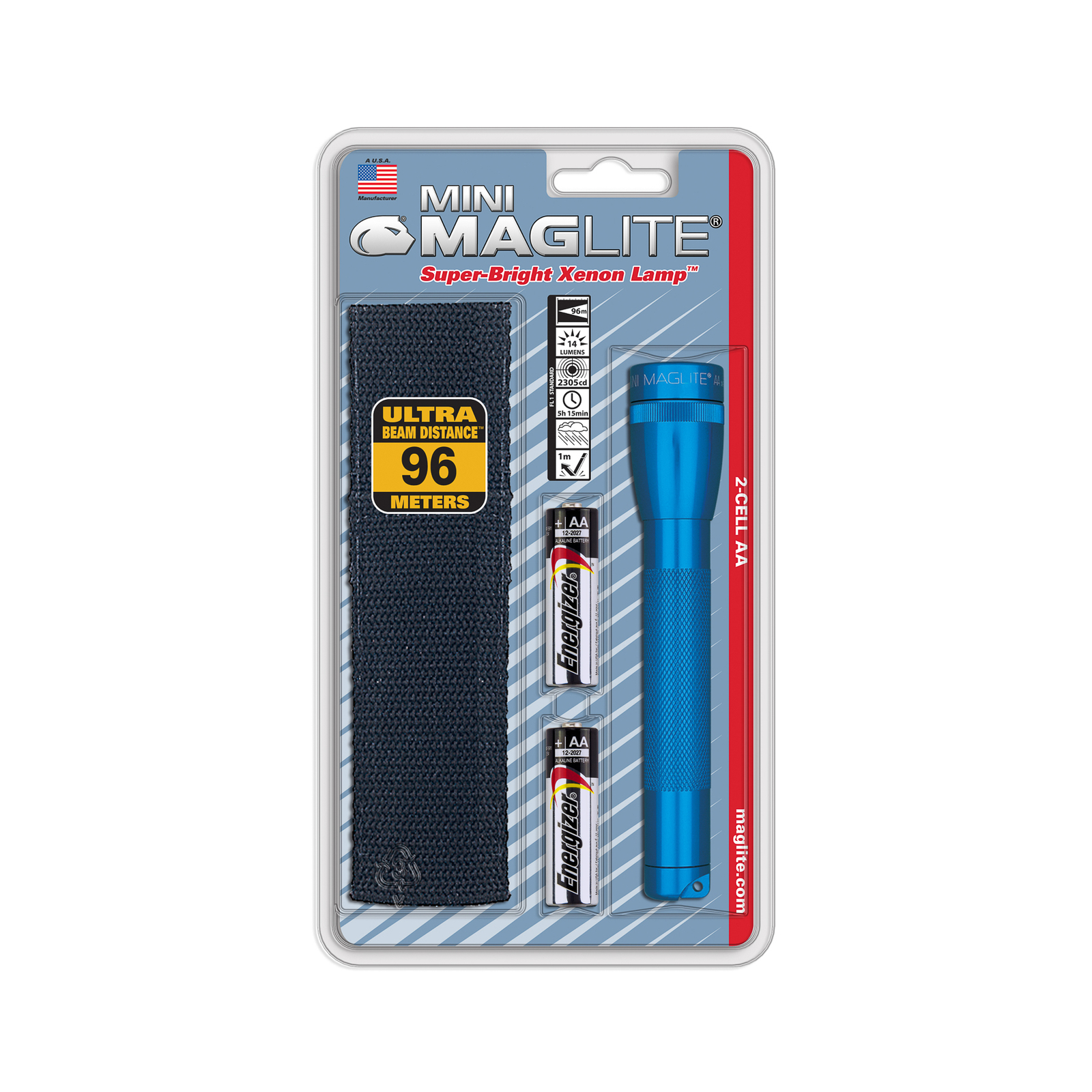 Svítilna Maglite Xenon Mini, 2 články AA, pouzdro, modrá