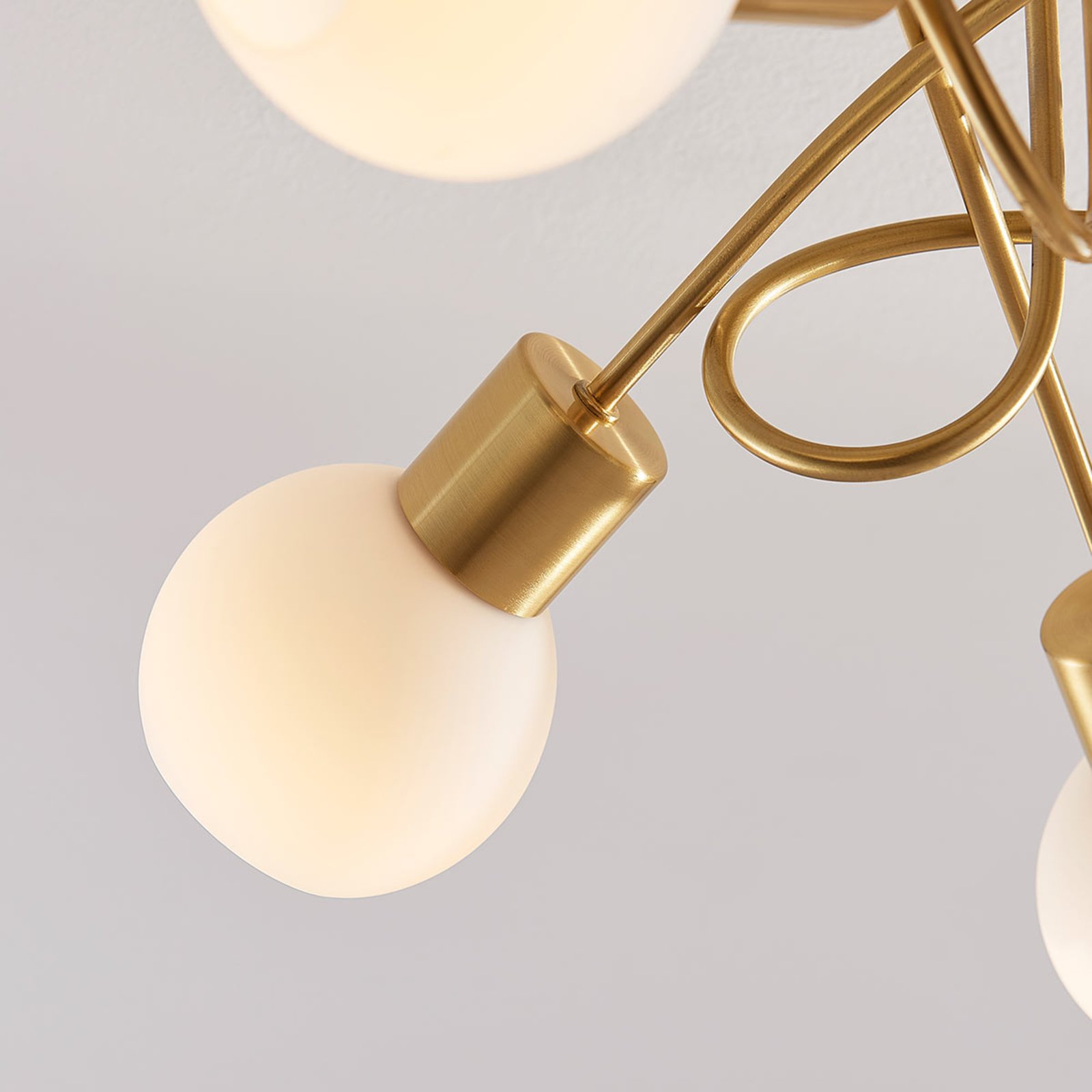 Elaina 5 Plafondlamp Brass/Opal - Lindby
