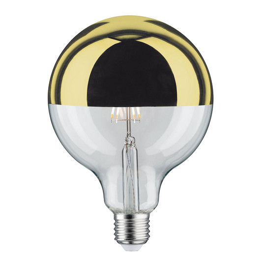 LED bulb E27 G125 827 6,5W Head mirror gold