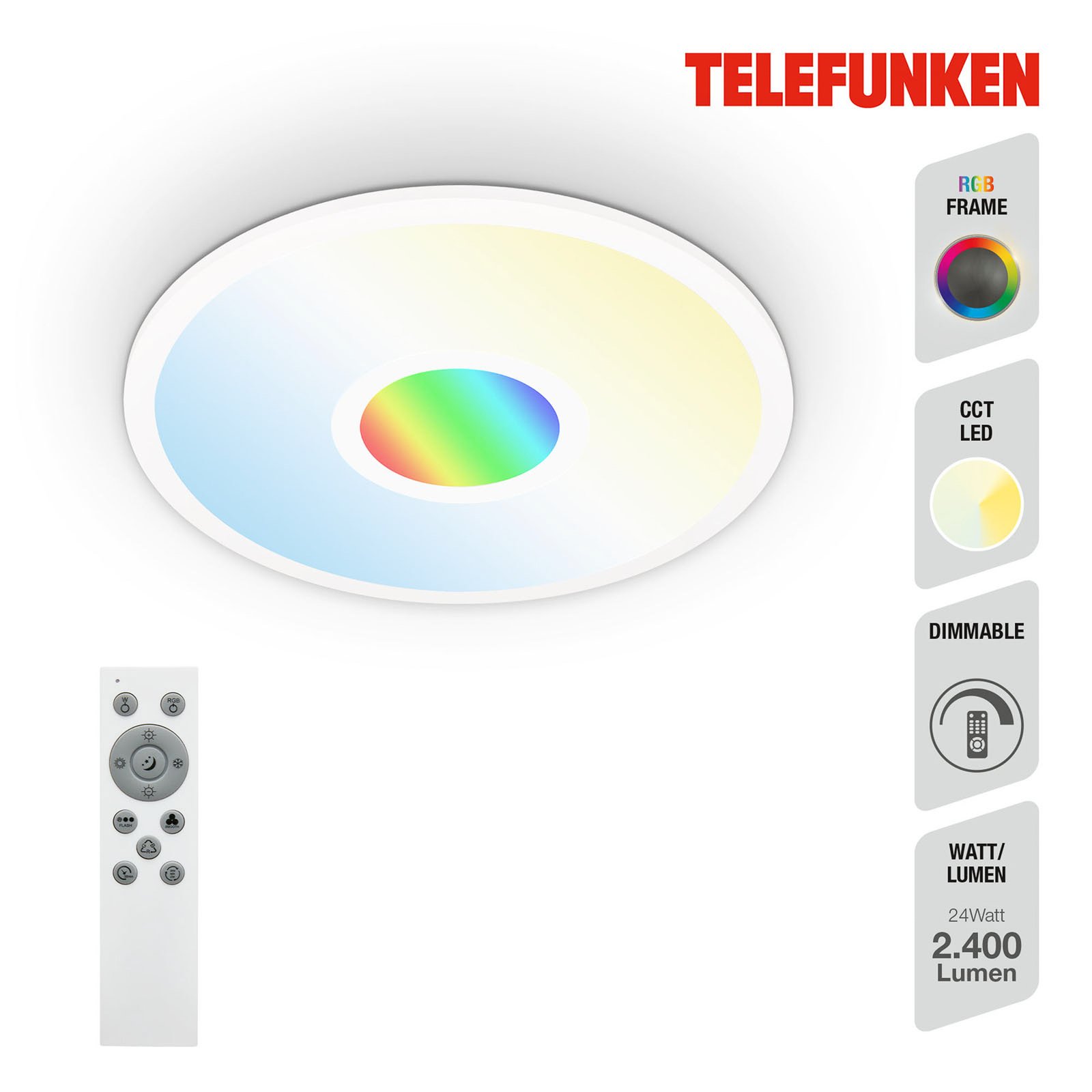 Panel LED Centerlight blanco mando CCT RGB Ø45cm