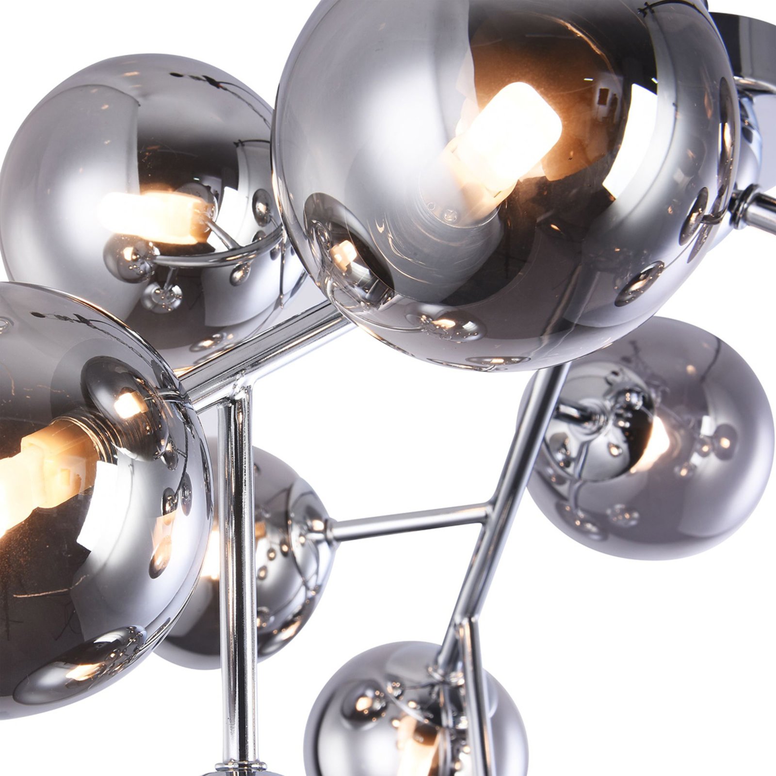 Plafoniera Dallas con 12 sfere di vetro cromato Lampade.it