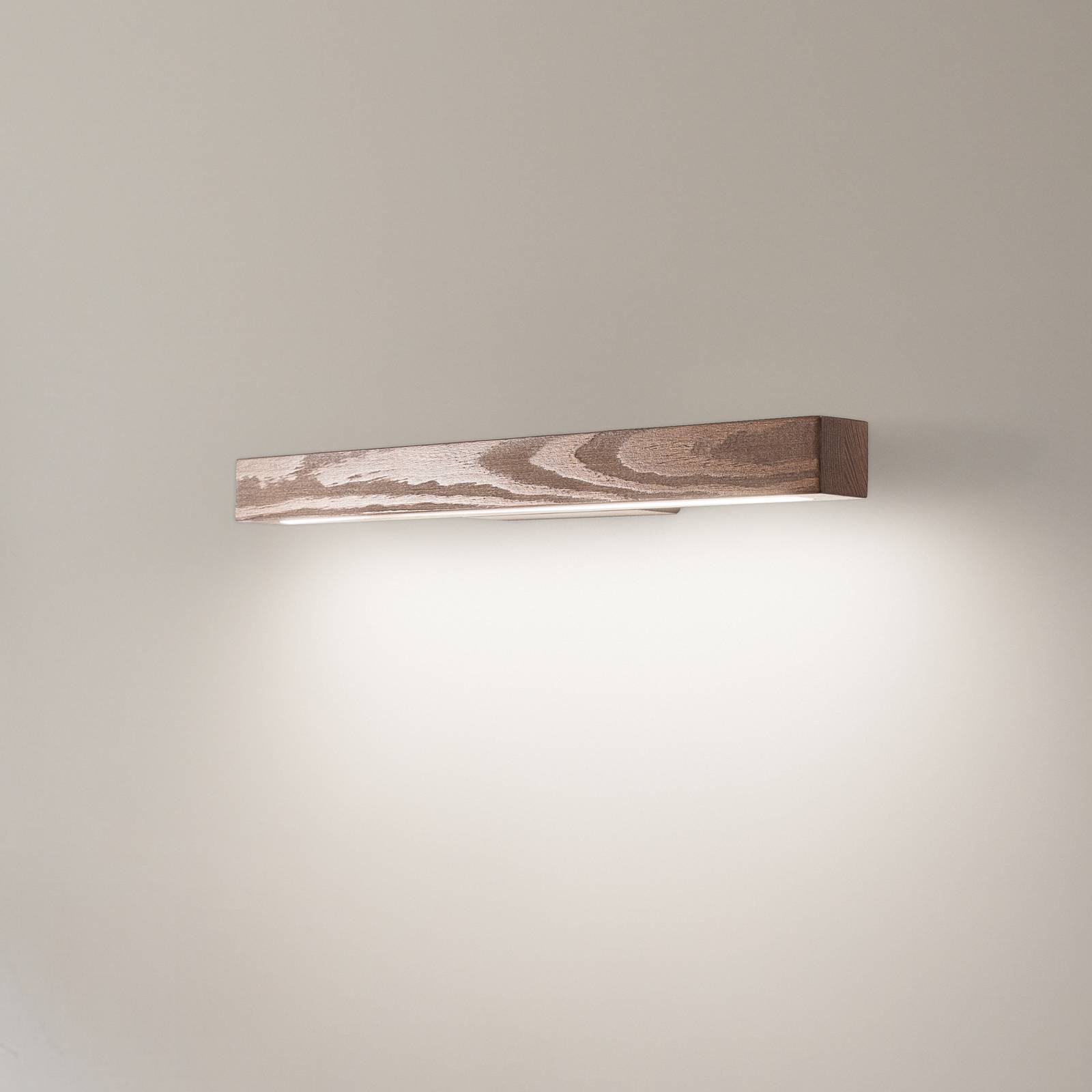 LED-Holzwandleuchte Teo, walnuss, 46 cm, 3000 K günstig online kaufen