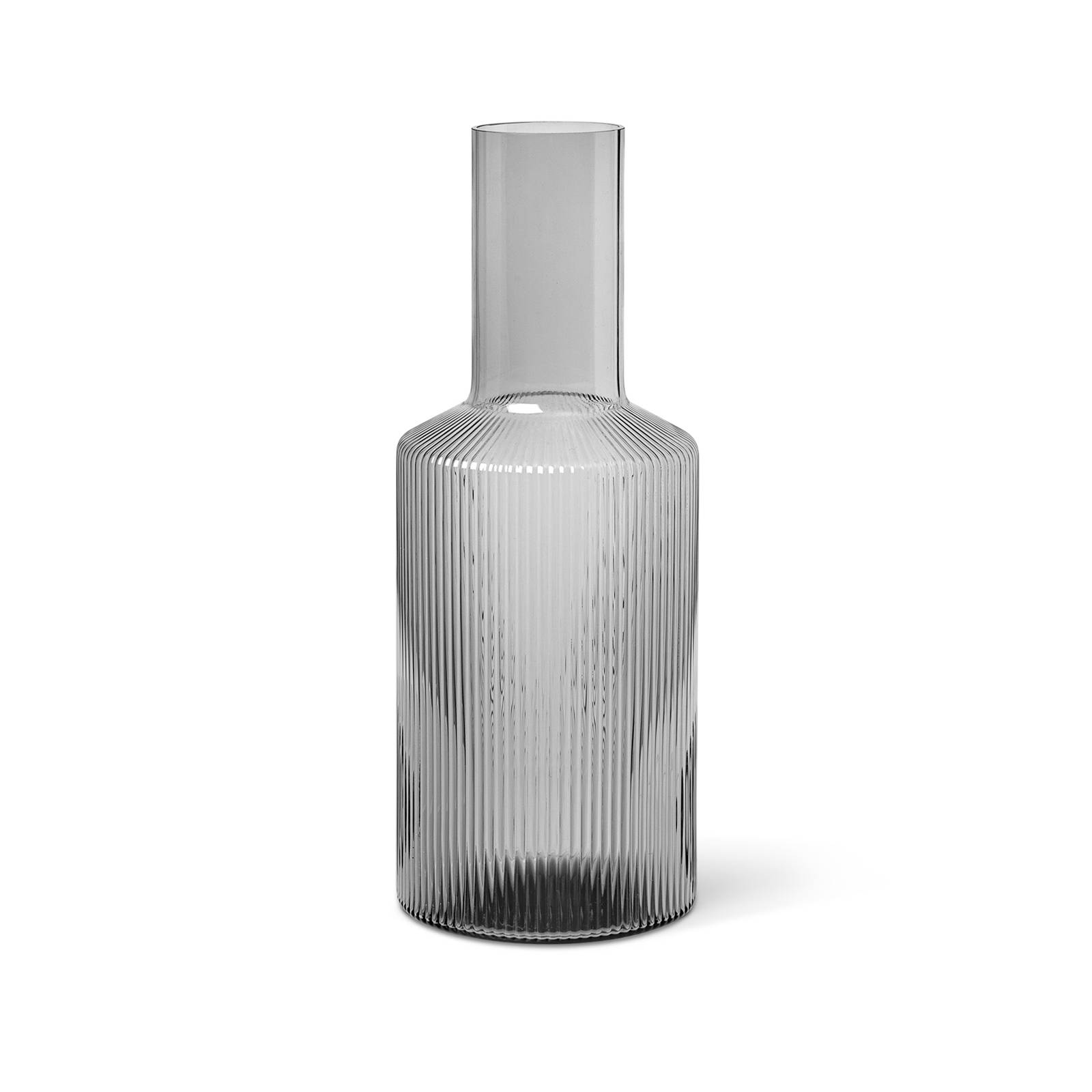 ferm LIVING Karaffe Ripple, grau, 1 L, Glas, mundgeblasen