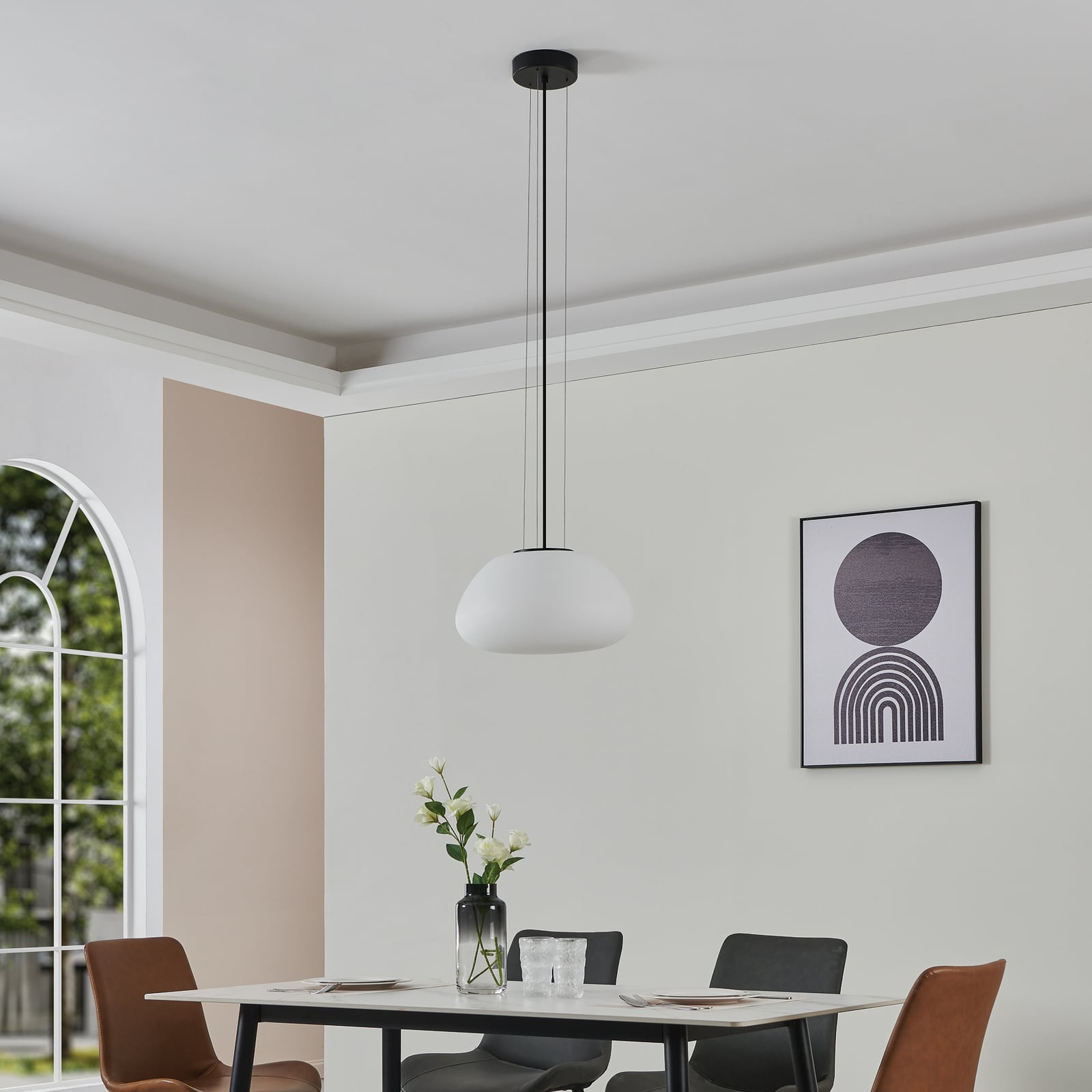 Suspension Balmes, blanche, Ø 42 cm, verre - Stars of Light