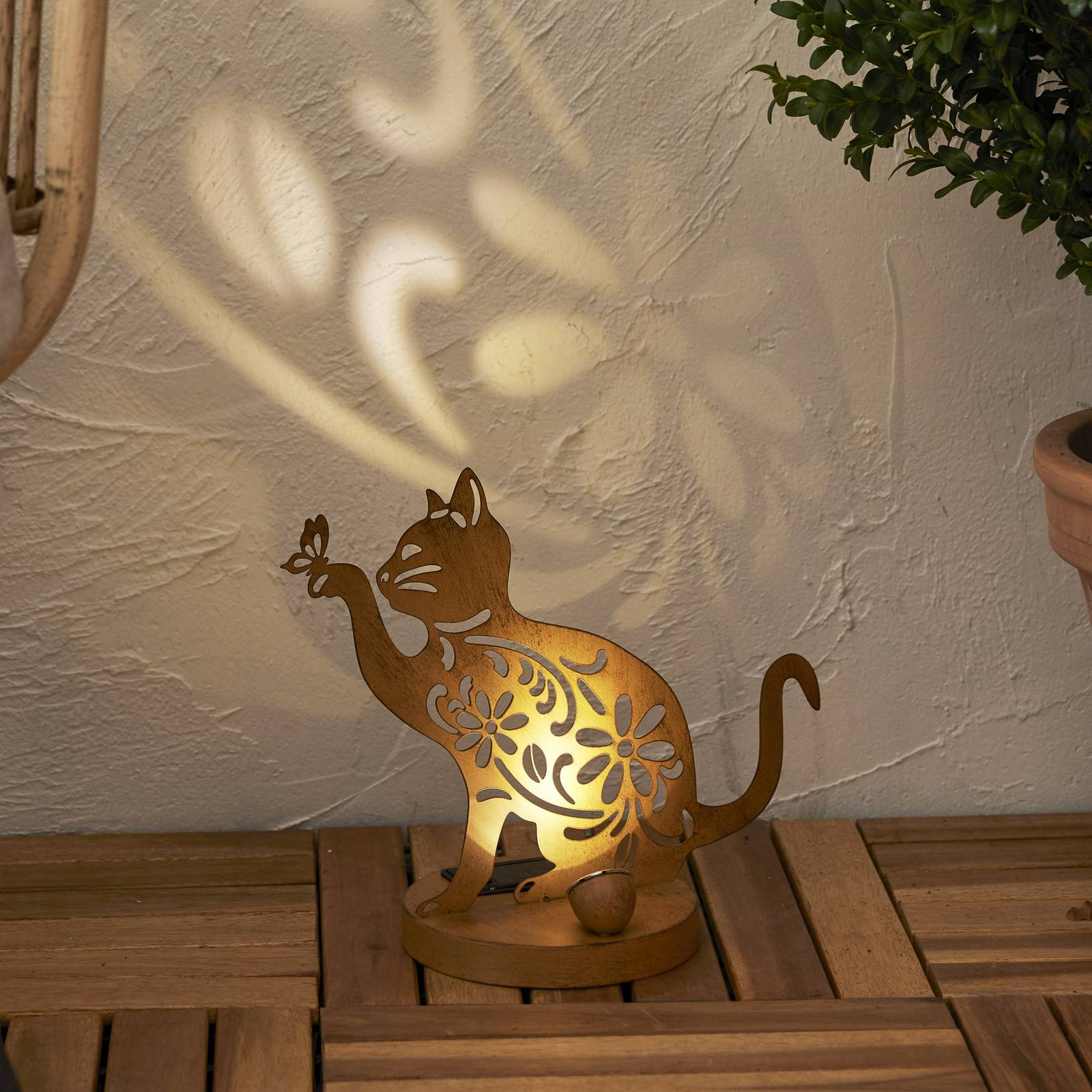 Lampa dekoracyjna LED z zasilaniem słonecznym Oxicat, wysokość 30 cm, kolor