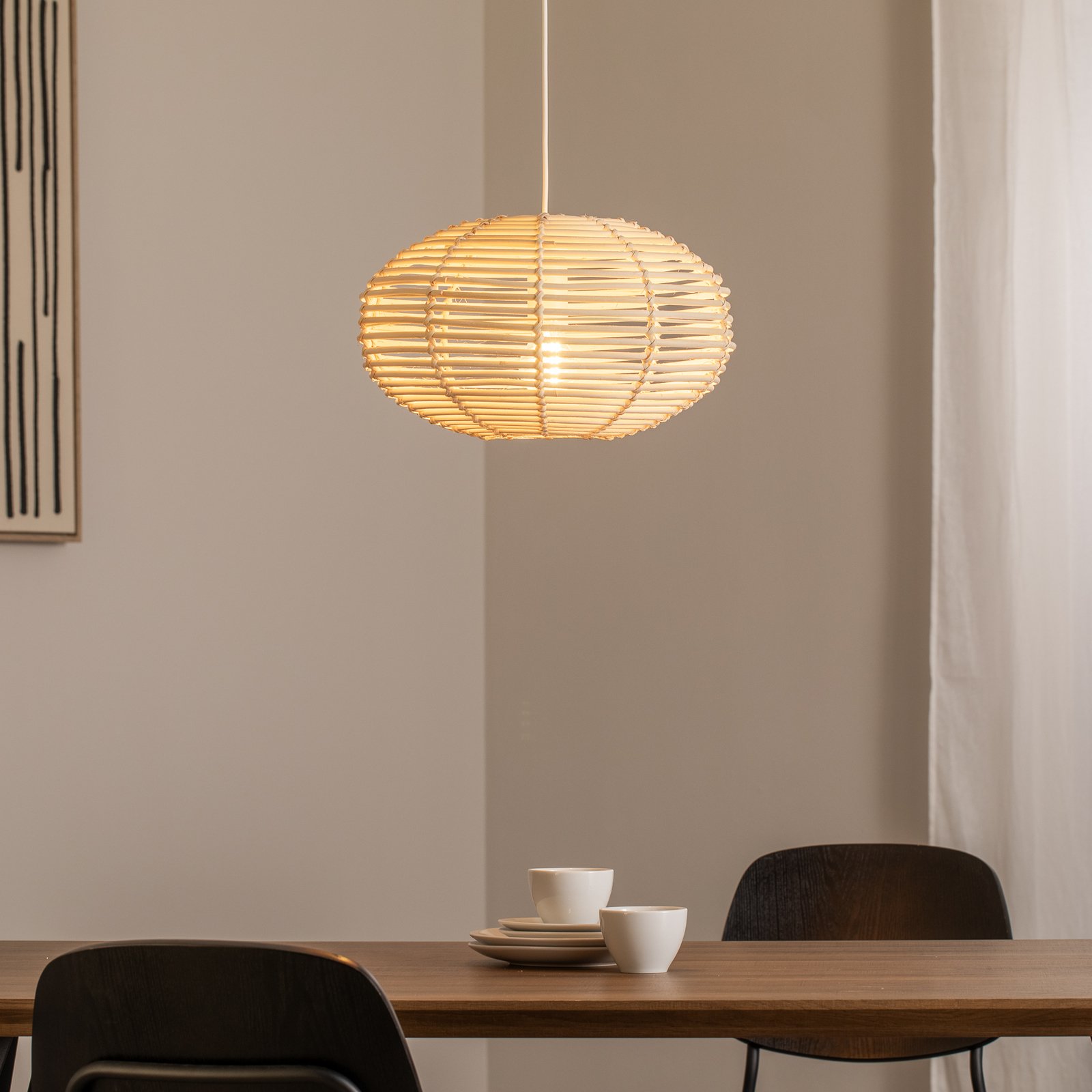 Lámpara colgante RATTAN, Ø 40 cm, marrón natural, ratán, E27