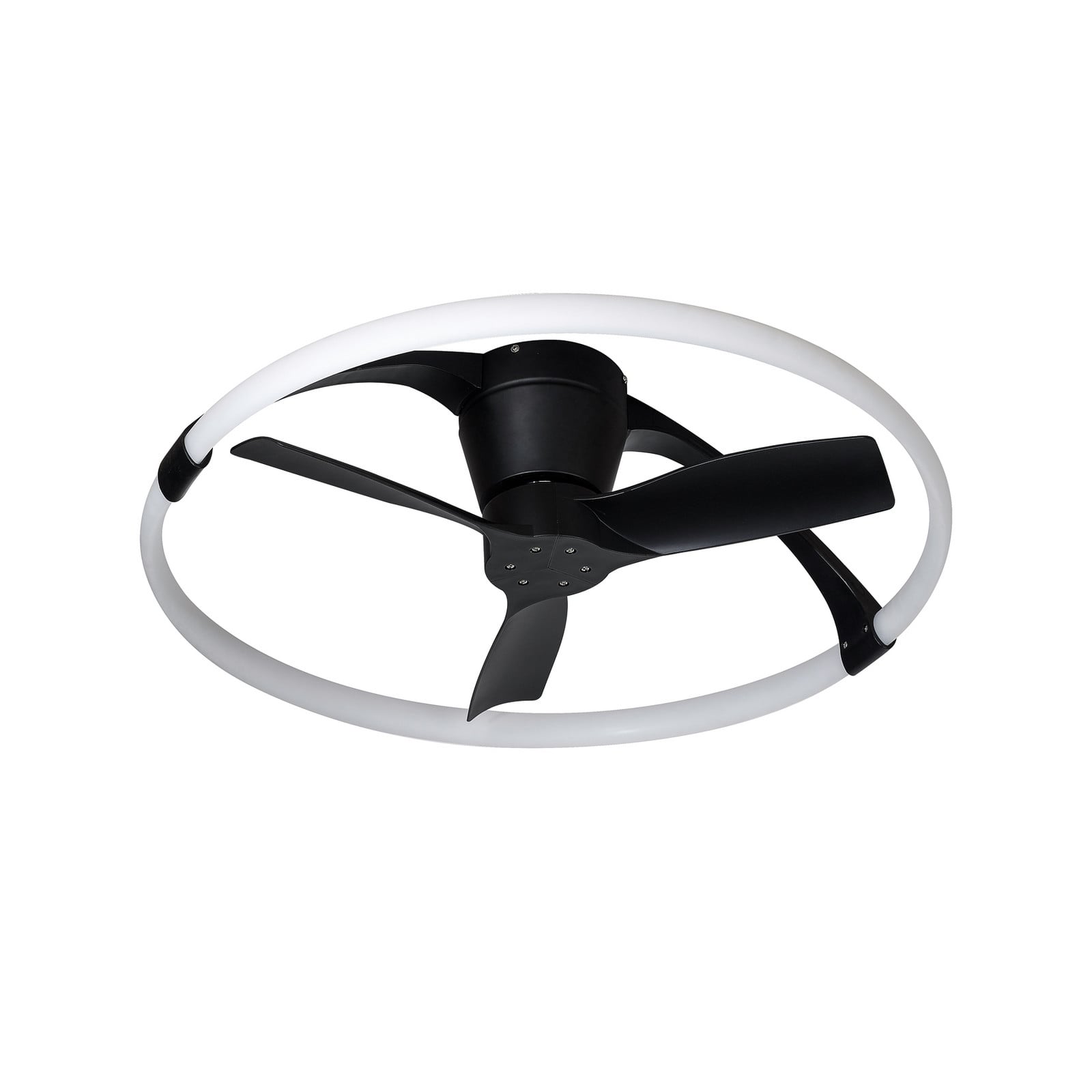 LED-loftventilator Nepal Mini, app, sort/hvid – Mantra Mantra Iluminación - Stue - Moderne - Metal - Ring