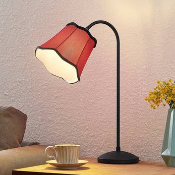 Lucande Binta stoffen tafellamp, vintage roestrood