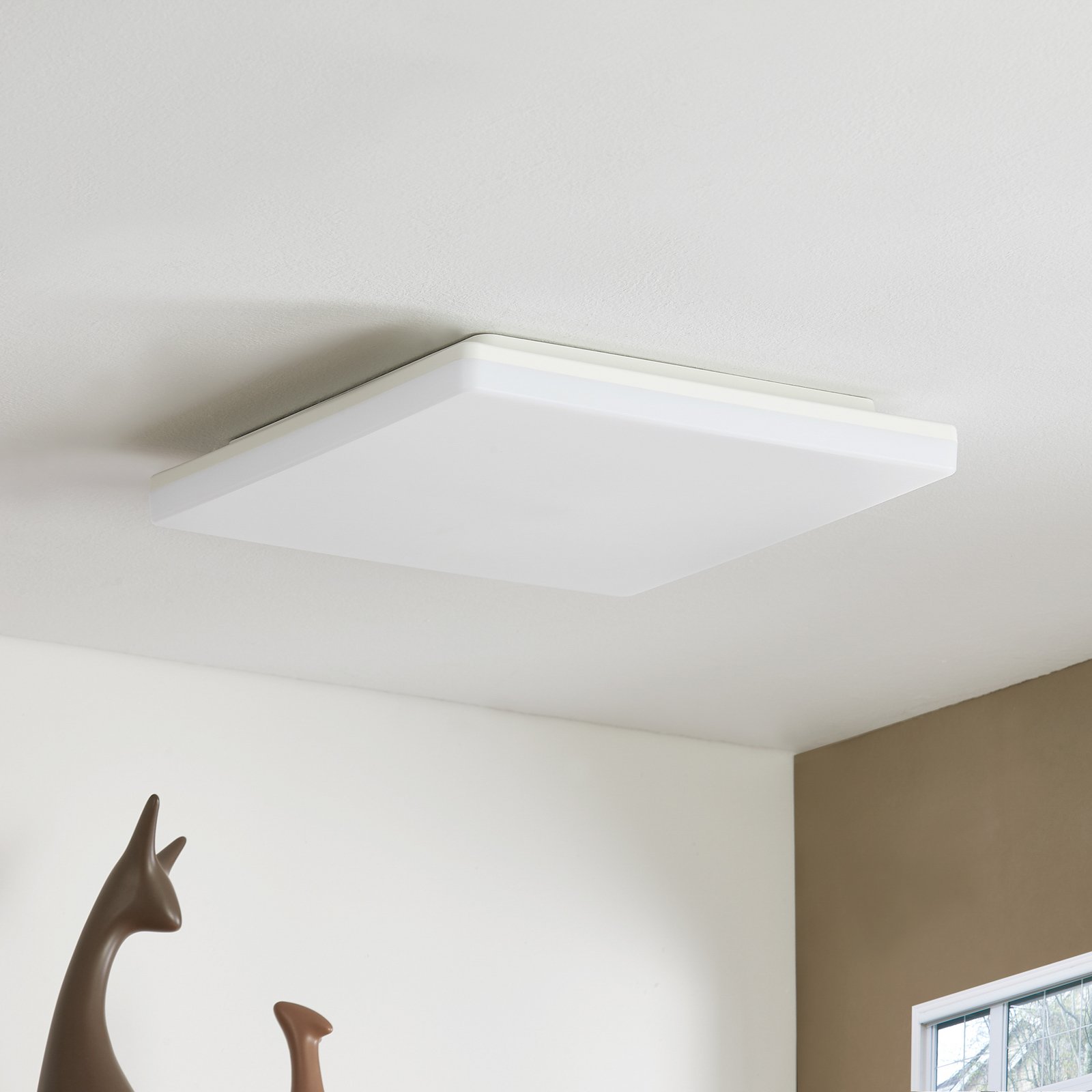Prios LED-Deckenlampe Artin, 33 cm, weiß, eckig, Sensor