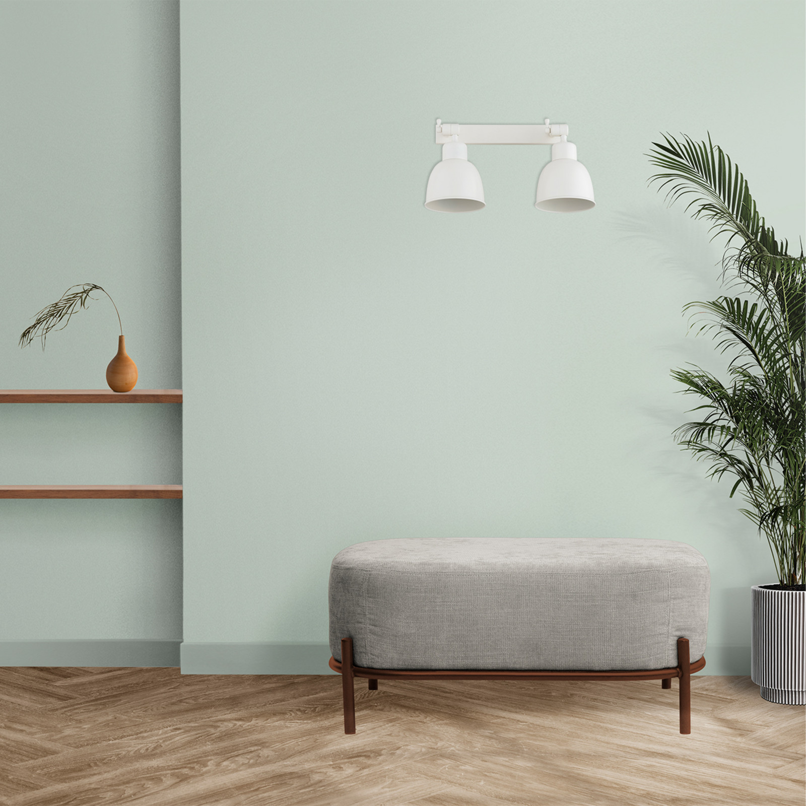 Argon Aplică de perete Emoti bej 2 becuri oțel lungime 27 cm - Camera de zi / sufragerie - Design industrial - Metal