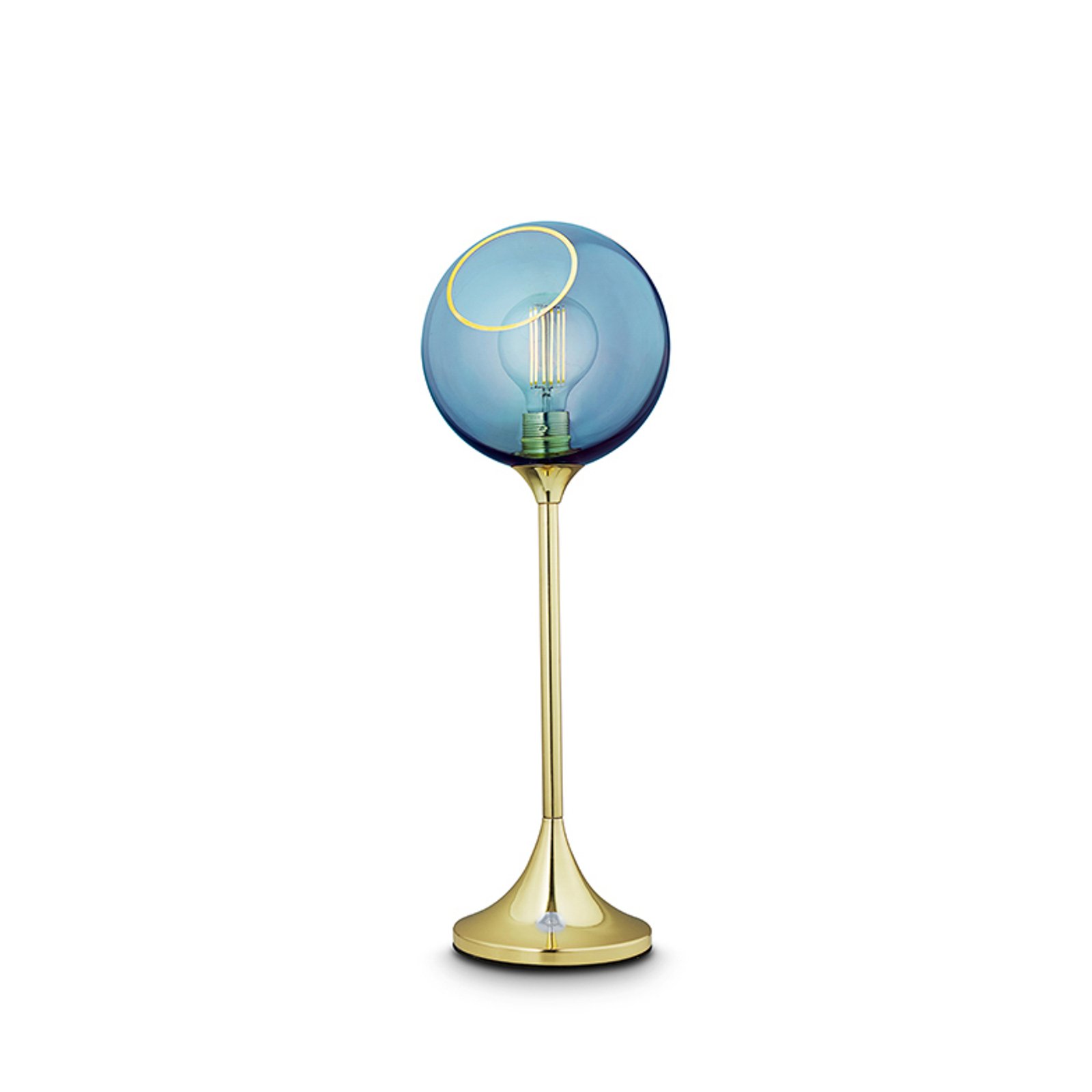 Ballroom table lamp, blue, glass, hand-blown, dimmable