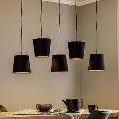 Lucande Thamila lámpara colgante negro oro, hierro