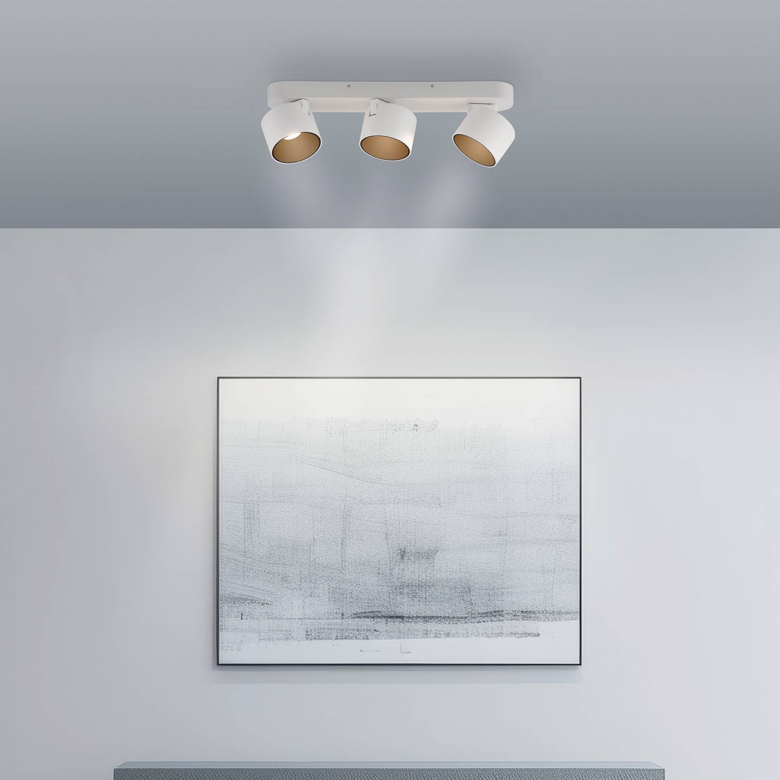 PURE LED-Deckenspot Cup, weiß, Länge 56 cm, Metall, 3-flg. günstig online kaufen