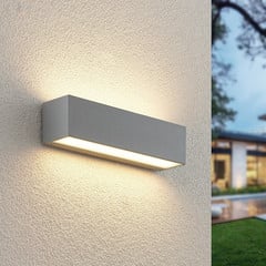 Lucande LED fali lámpa Lengo, 25 cm, ezüst, 2-lámpás, IP65