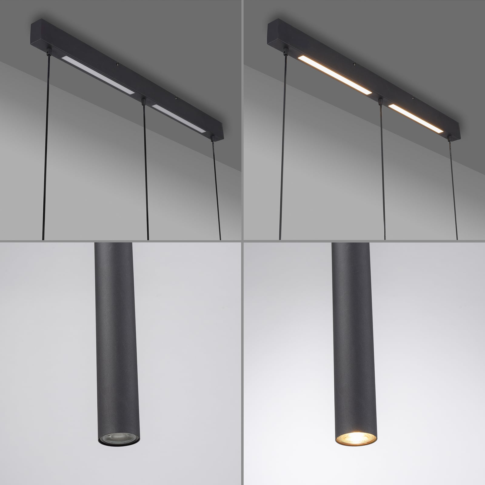 LED viseća svjetiljka DANTE, crna, 3 x GU10, duljina 90 cm, metal