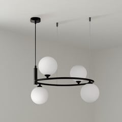 Závěsné svítidlo Maytoni Ring, černá/bílá, 4 světla, sklo 44 x 39 cm