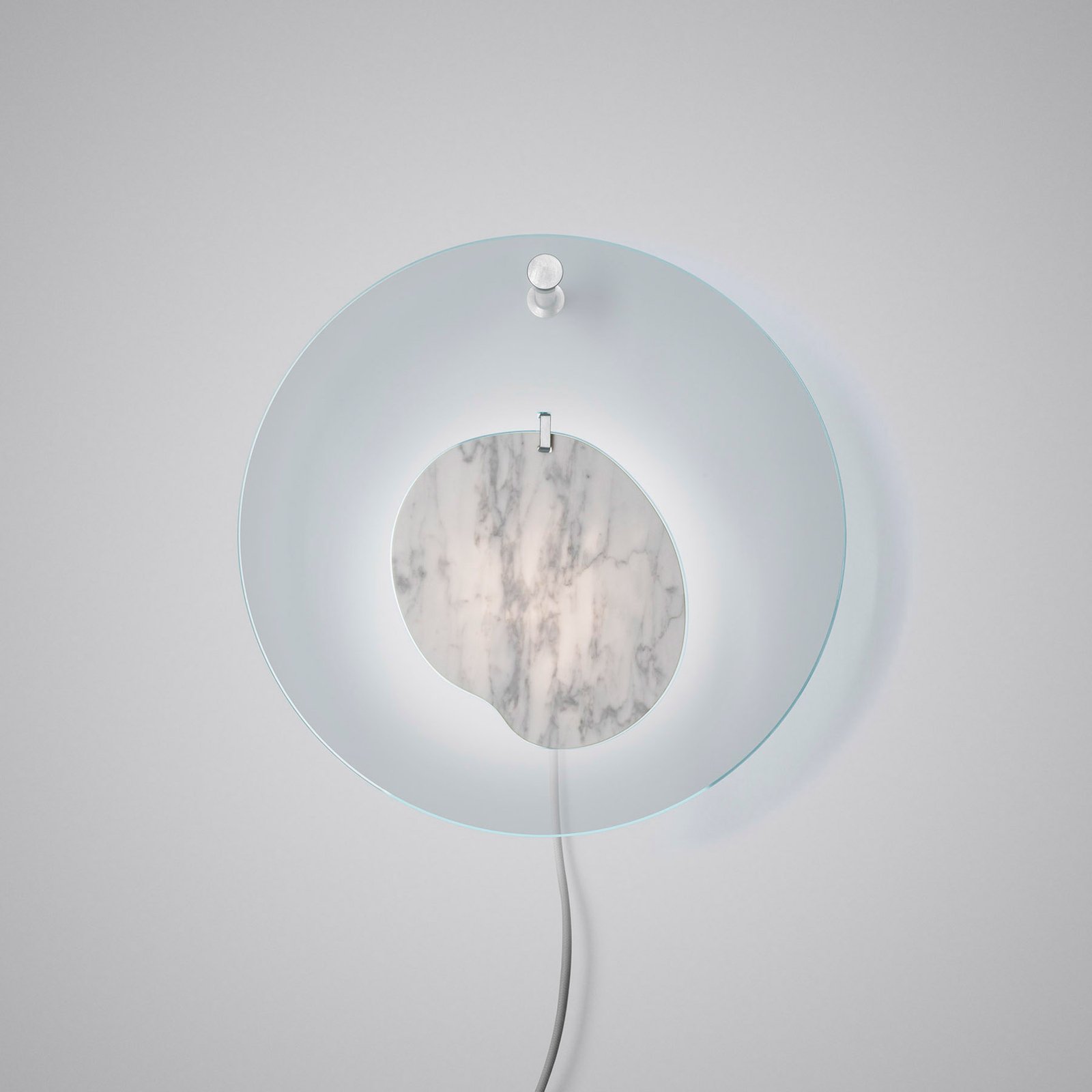 FOSCARINI Foscarini Gioia LED wall light, Ø 40 cm, green, for Living / Dining Room, PMMA, marble, aluminium, brass, 10 W, energy efficiency: A+