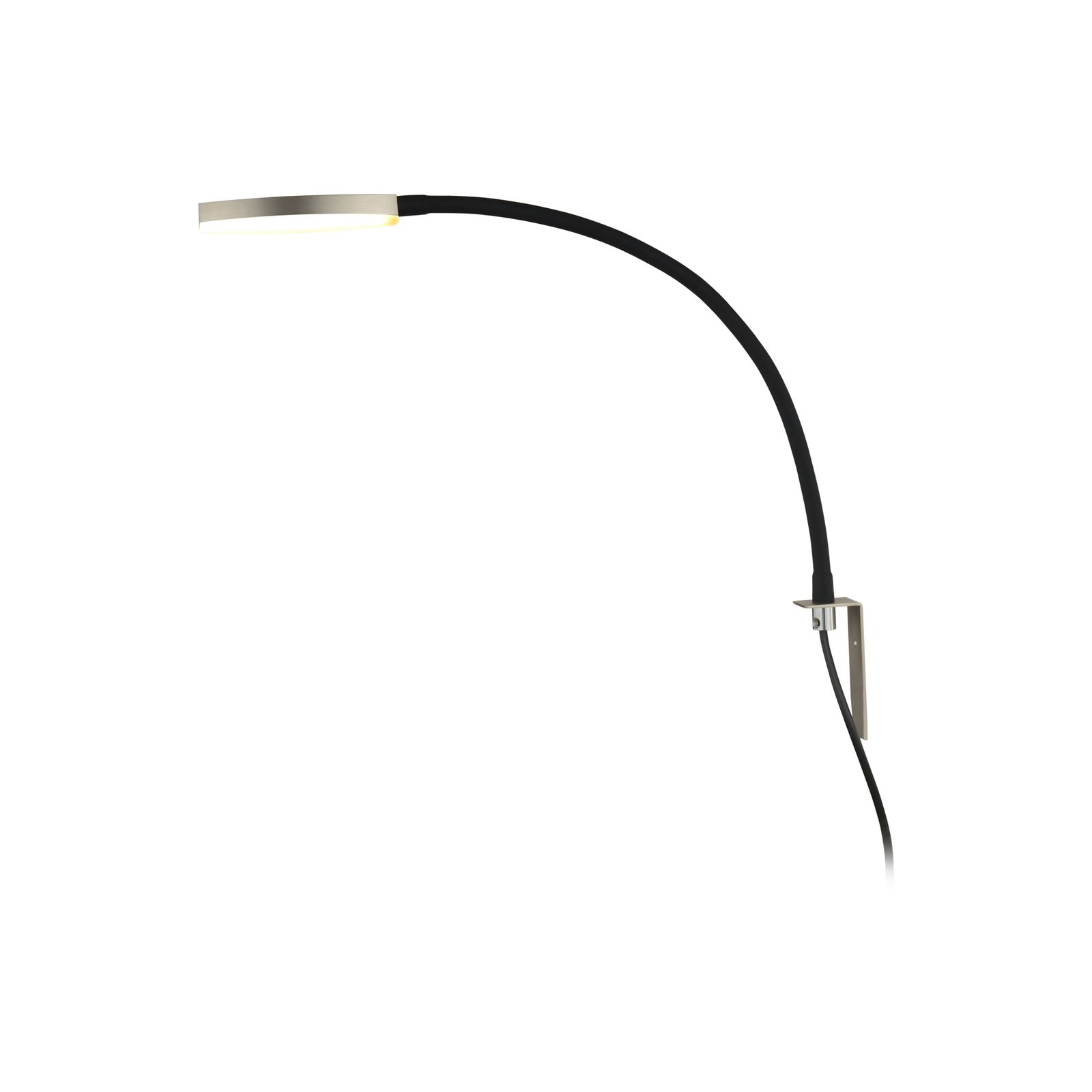 Lindby Flexola LED-Leselampe, nickel, rund, Eisen, Stecker