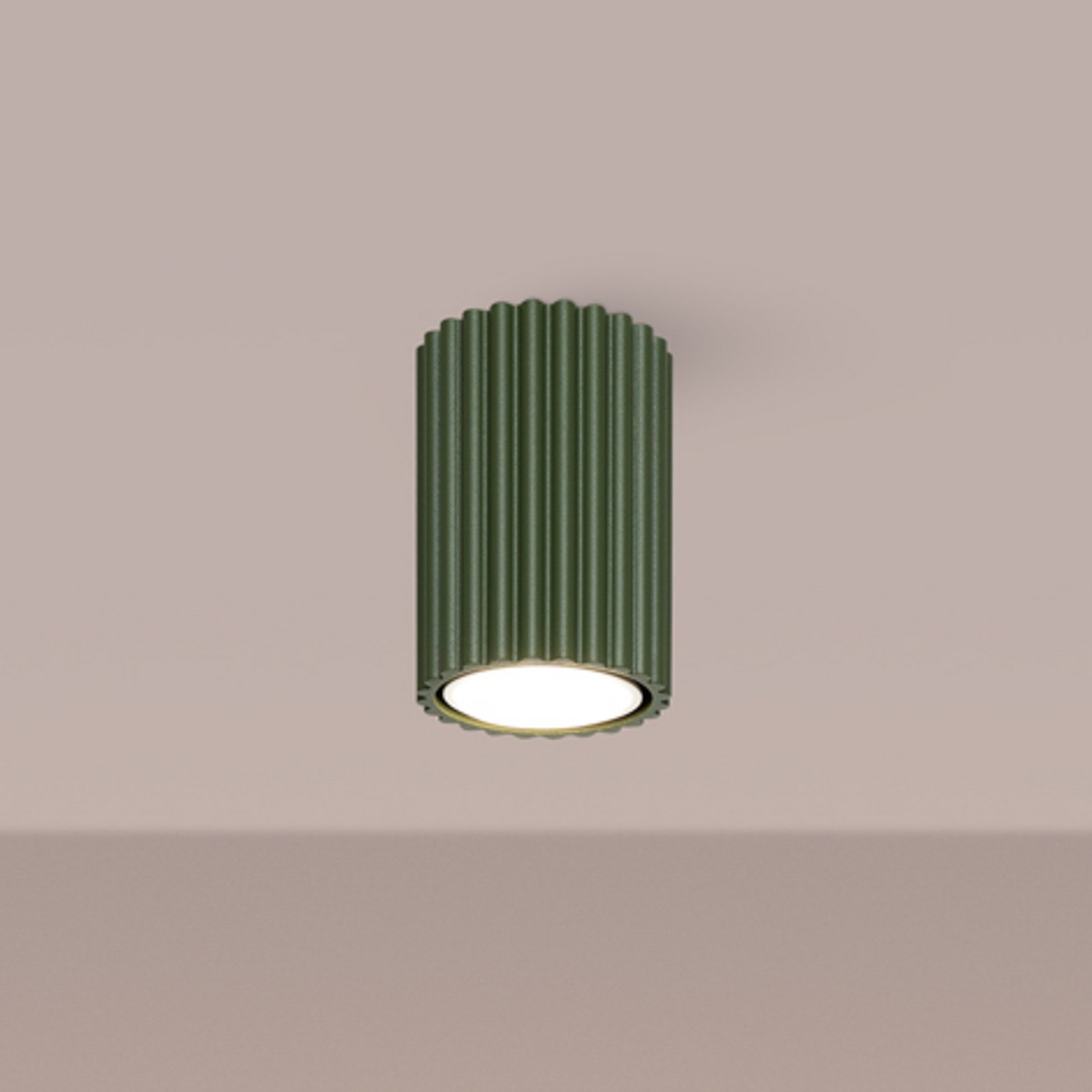 Plafón ALORA, verde oliva, Ø 7 cm, metal, GU10