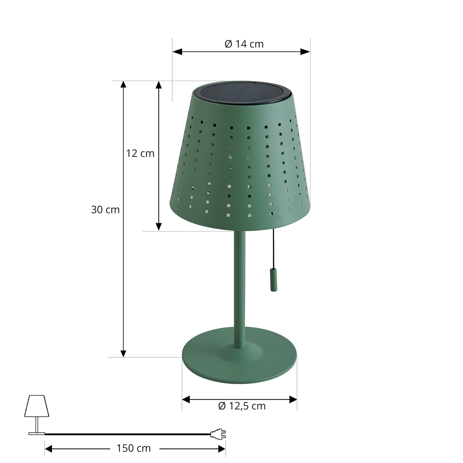 Hilario Portable solaire Lampe de Table Sage Vert - Lindby