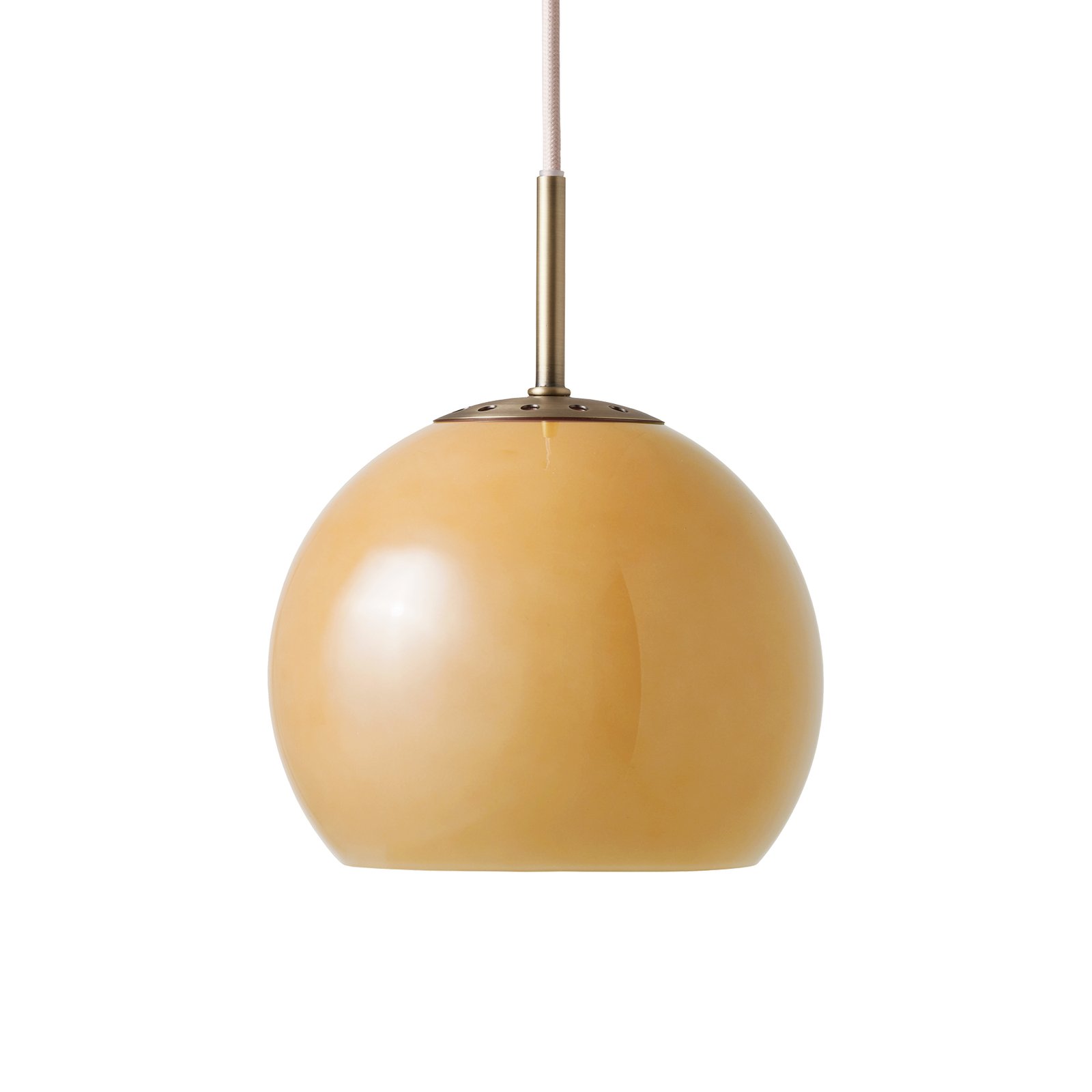 Lampă suspendată FRANDSEN Ball, chihlimbar, Ø 18 cm, sticlă