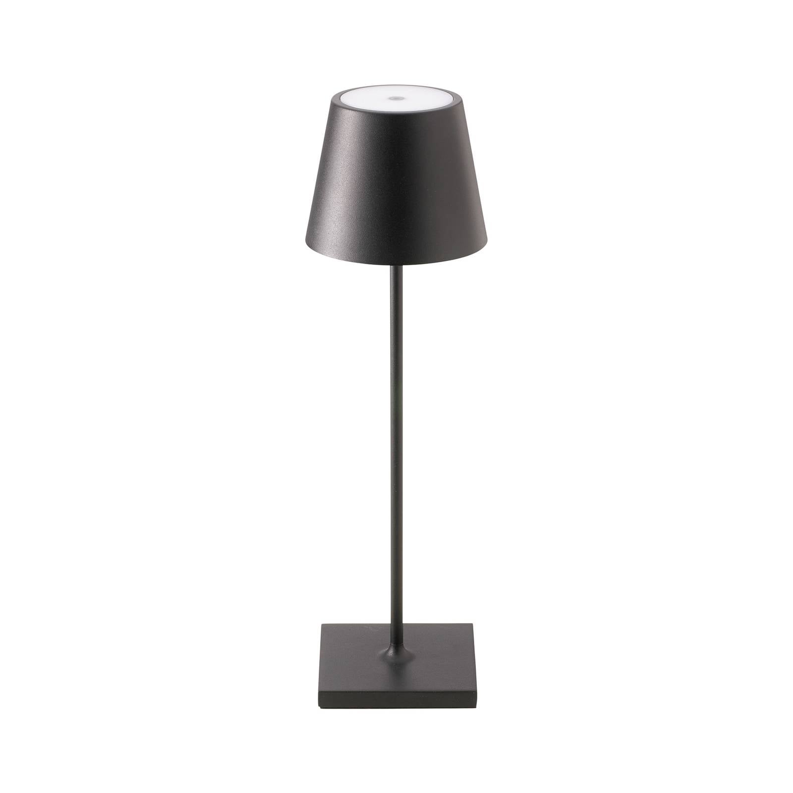LED-Akkutischlampe Nuindie, USB-C, schwarz, IP54, dimmbar