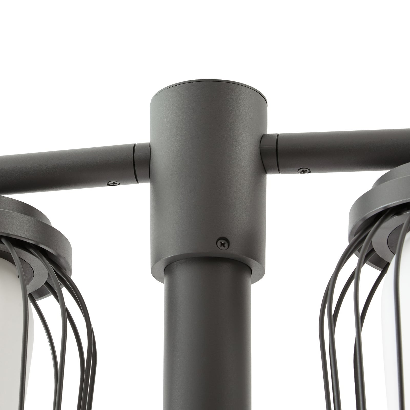 Luminaire d'extérieur Lucande Chandan, hauteur 215 cm, anthracite, à 2 lampes