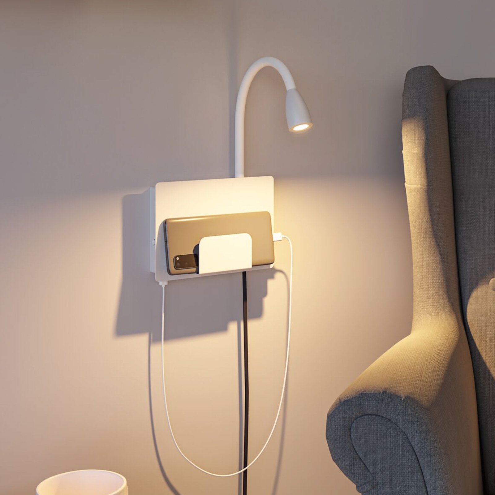 Halina LED Wall Lamp USB C Matt White - Paulmann