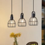 Candeeiro suspenso Lindby Flintos, 3 luzes, preto